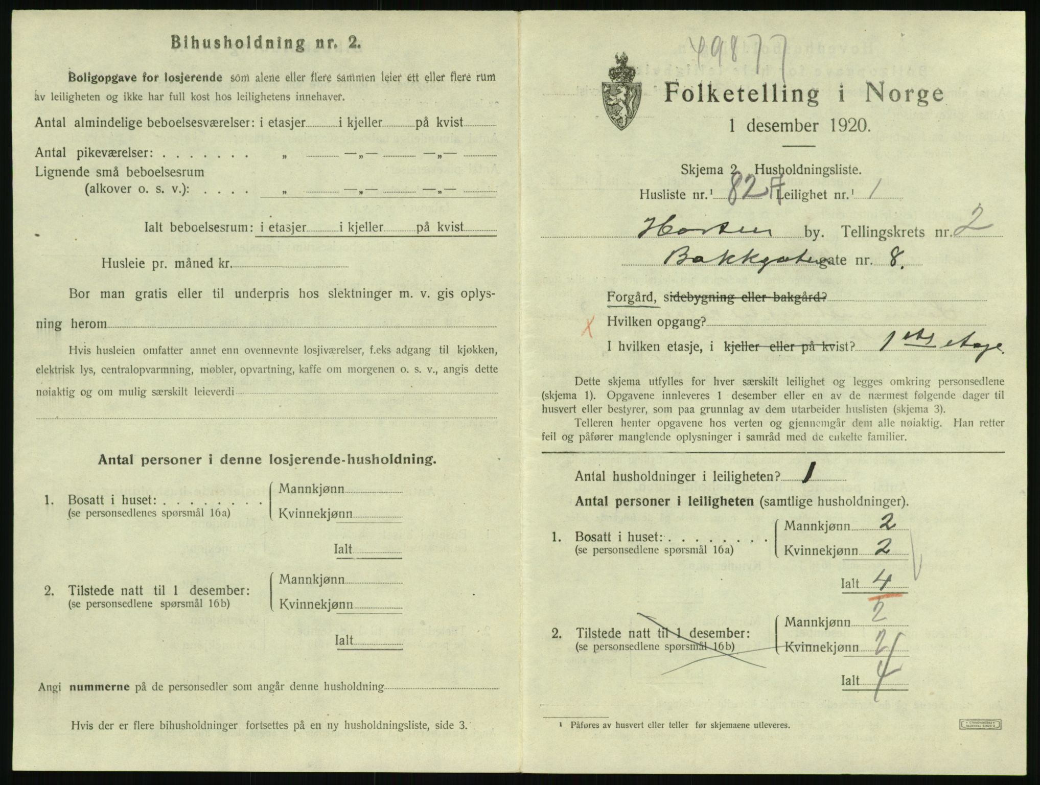 SAKO, 1920 census for Horten, 1920, p. 3647