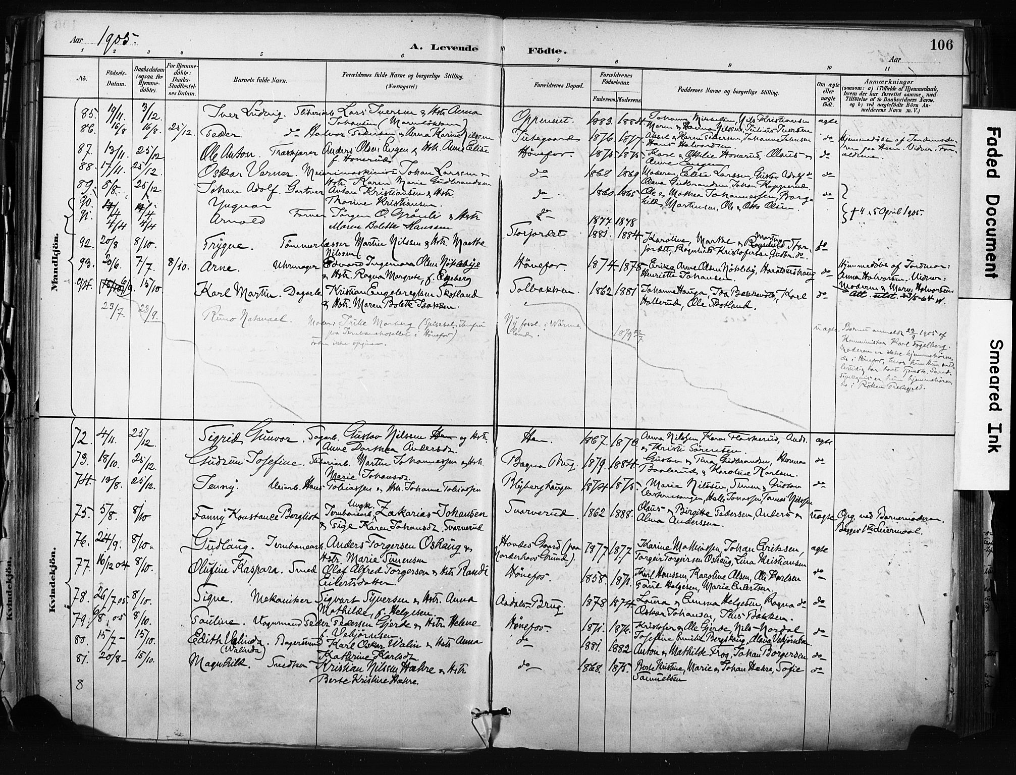 Hønefoss kirkebøker, AV/SAKO-A-609/F/Fa/L0002: Parish register (official) no. 2, 1887-1906, p. 106