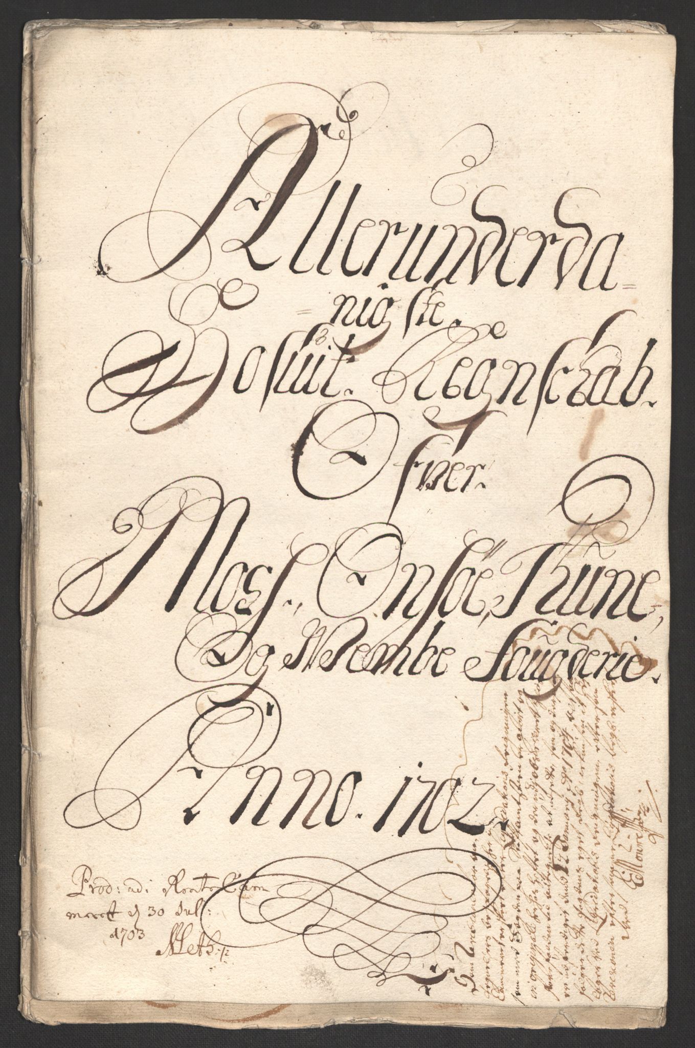 Rentekammeret inntil 1814, Reviderte regnskaper, Fogderegnskap, AV/RA-EA-4092/R04/L0131: Fogderegnskap Moss, Onsøy, Tune, Veme og Åbygge, 1702, p. 3