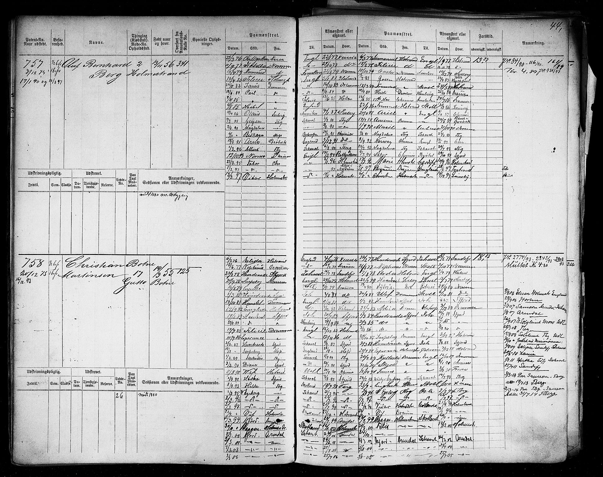 Holmestrand innrulleringskontor, AV/SAKO-A-1151/F/Fc/L0004: Hovedrulle, 1872-1913, p. 47