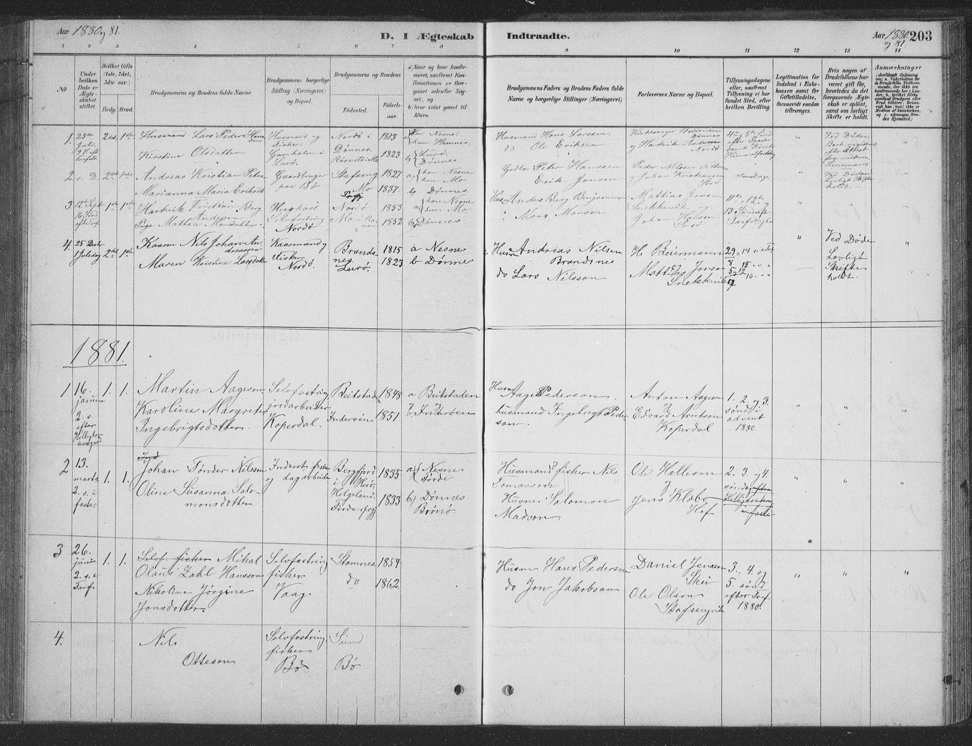 Ministerialprotokoller, klokkerbøker og fødselsregistre - Nordland, AV/SAT-A-1459/835/L0532: Parish register (copy) no. 835C04, 1880-1905, p. 203