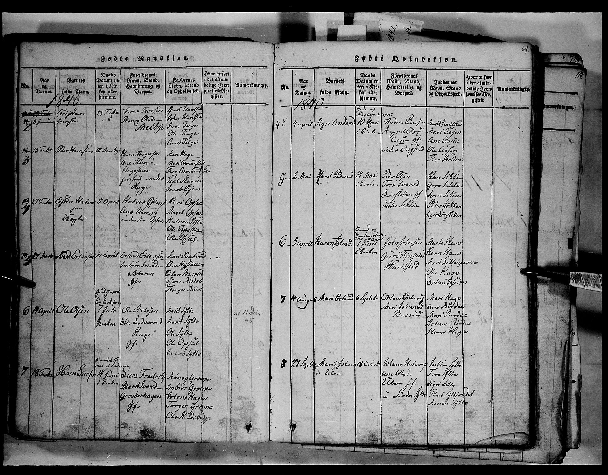 Fron prestekontor, SAH/PREST-078/H/Ha/Hab/L0003: Parish register (copy) no. 3, 1816-1850, p. 64