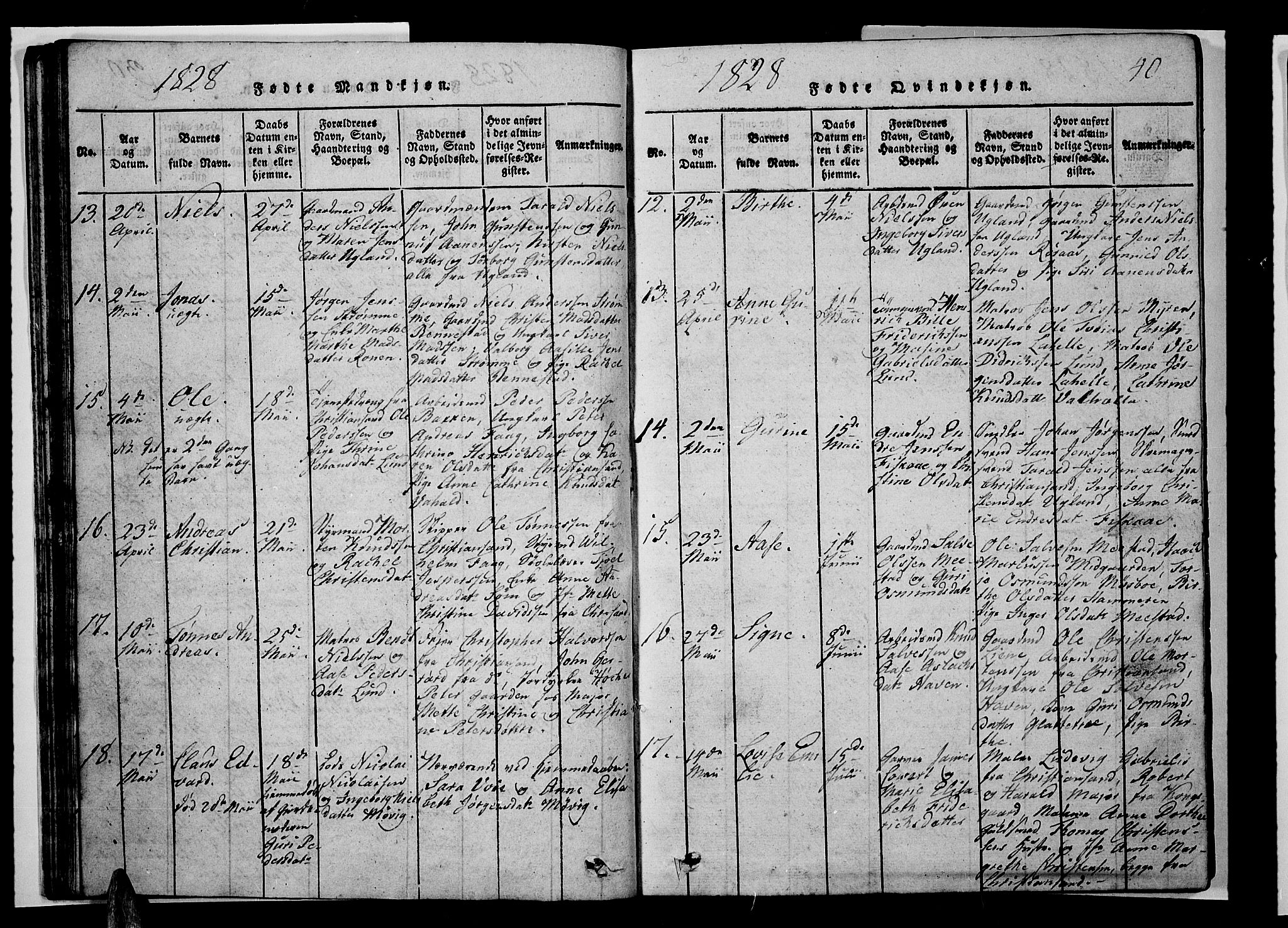 Oddernes sokneprestkontor, AV/SAK-1111-0033/F/Fb/Fba/L0003: Parish register (copy) no. B 3, 1820-1838, p. 40