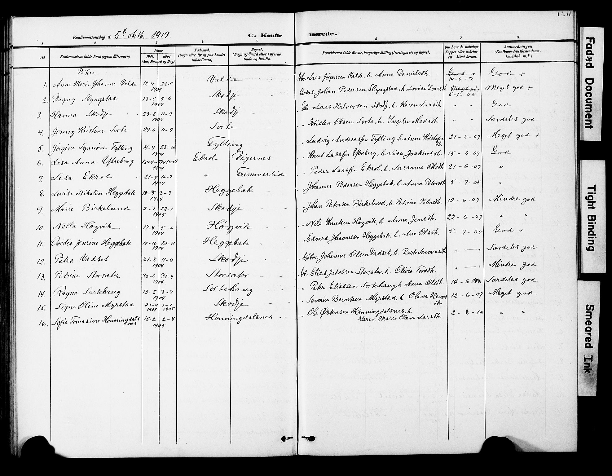 Ministerialprotokoller, klokkerbøker og fødselsregistre - Møre og Romsdal, AV/SAT-A-1454/524/L0366: Parish register (copy) no. 524C07, 1900-1931, p. 140