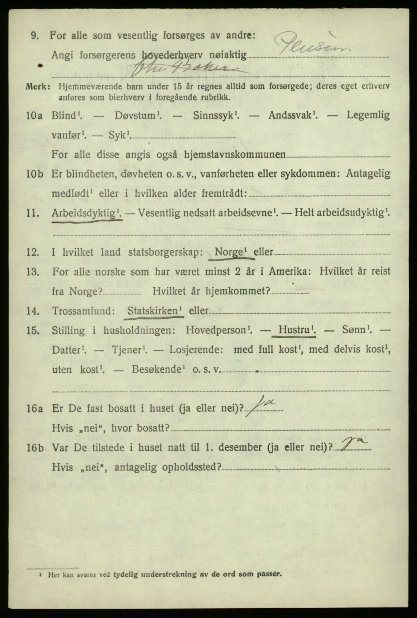 SAB, 1920 census for Haus, 1920, p. 12819