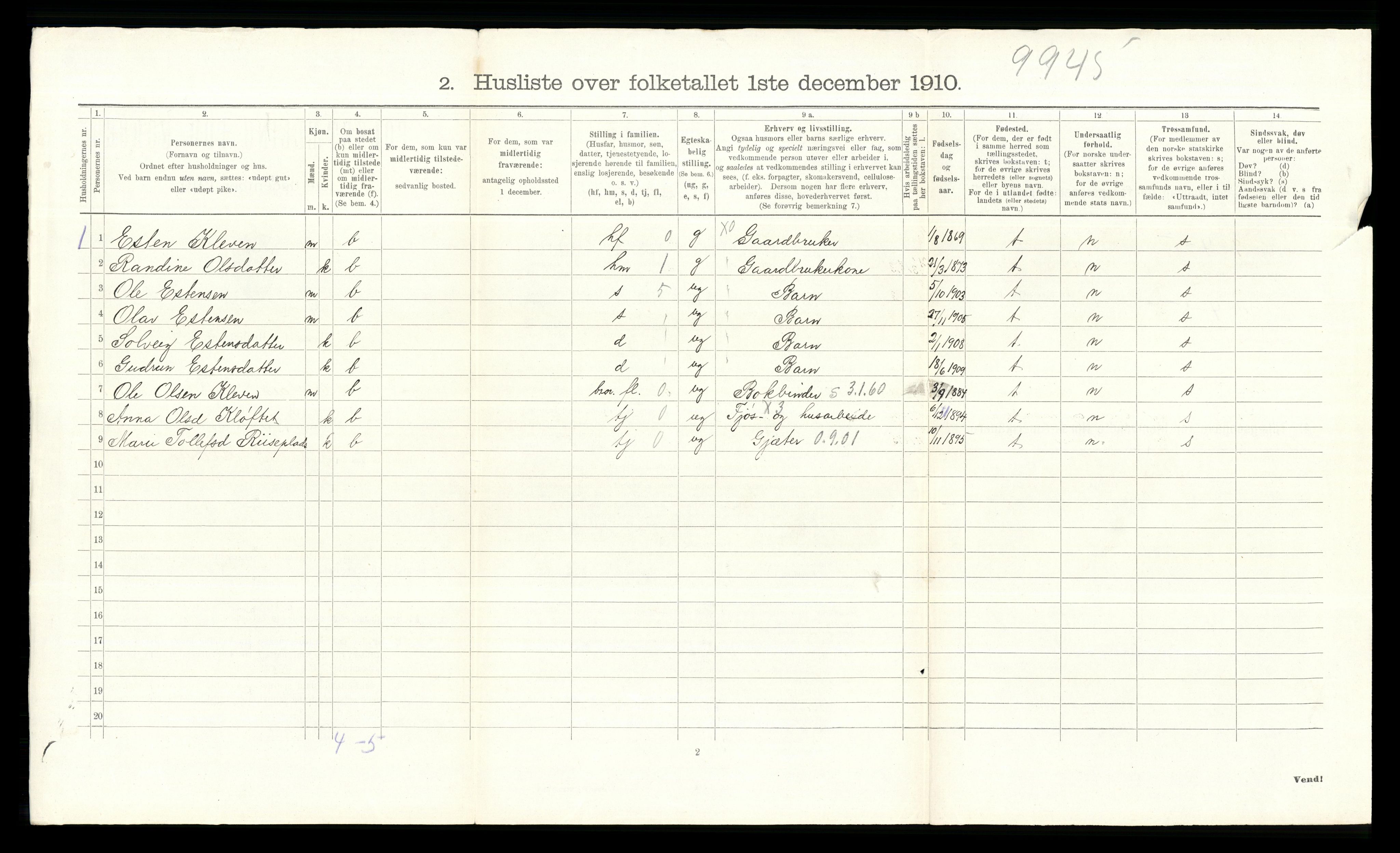 RA, 1910 census for Tolga, 1910, p. 137