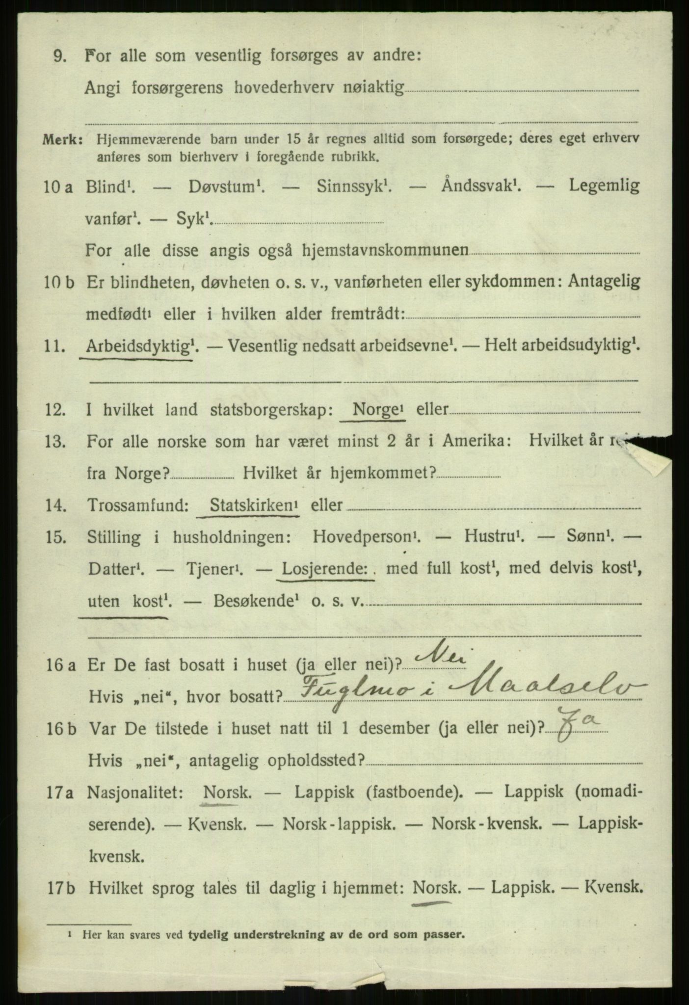 SATØ, 1920 census for Målselv, 1920, p. 3614