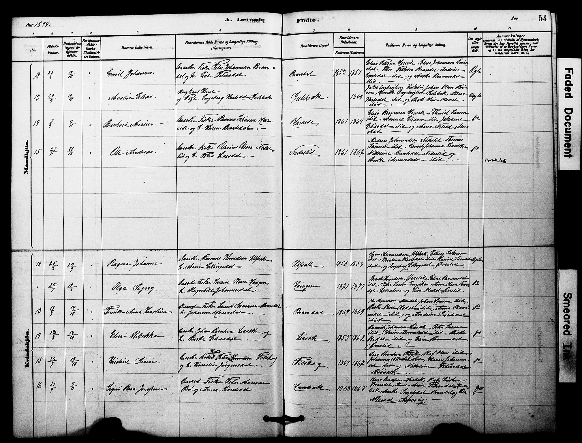 Ministerialprotokoller, klokkerbøker og fødselsregistre - Møre og Romsdal, AV/SAT-A-1454/510/L0122: Parish register (official) no. 510A02, 1878-1897, p. 54