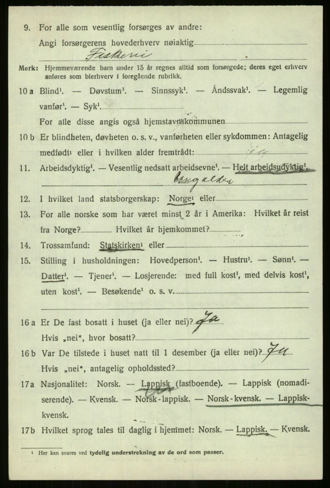 SATØ, 1920 census for Lyngen, 1920, p. 3480