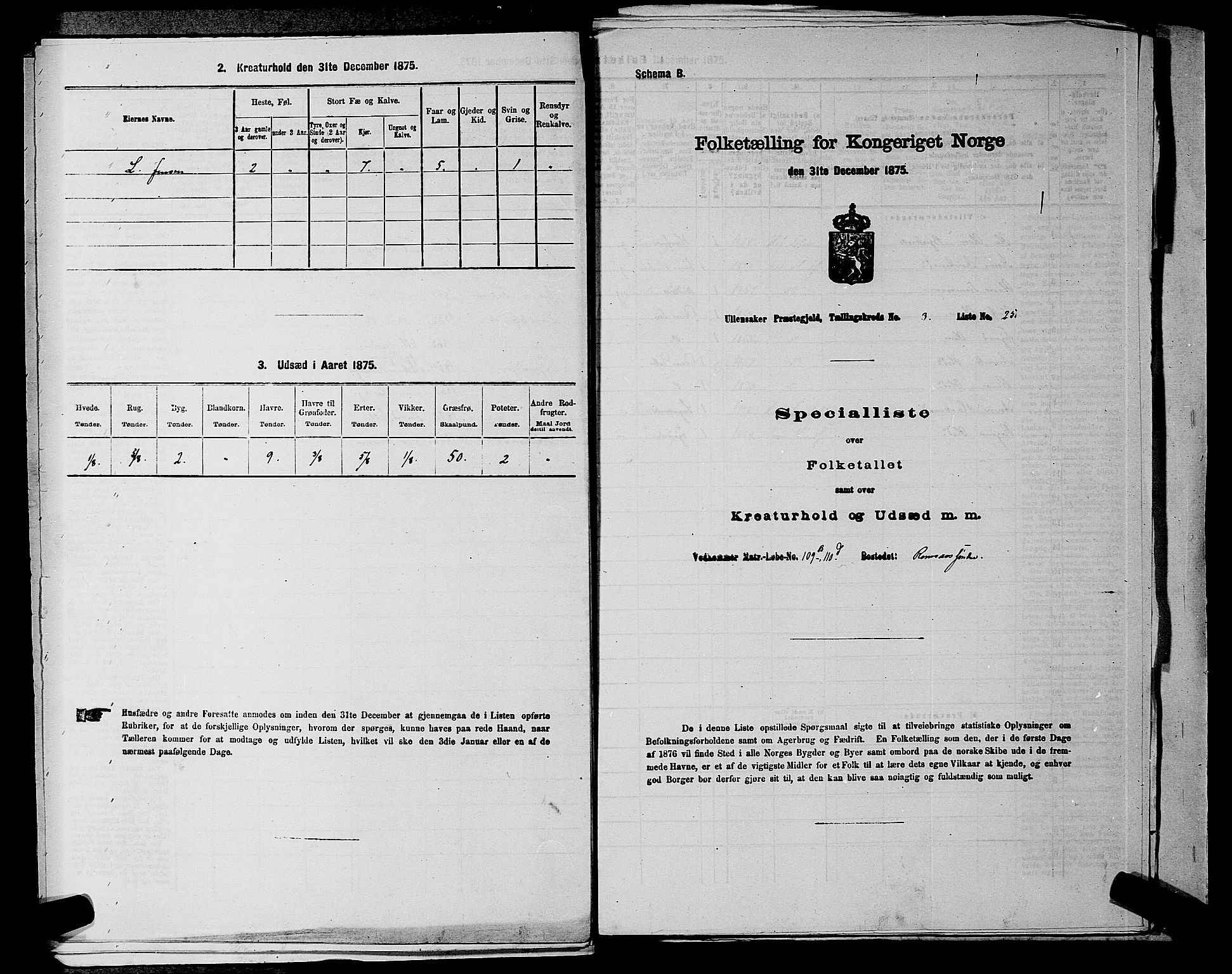 RA, 1875 census for 0235P Ullensaker, 1875, p. 452