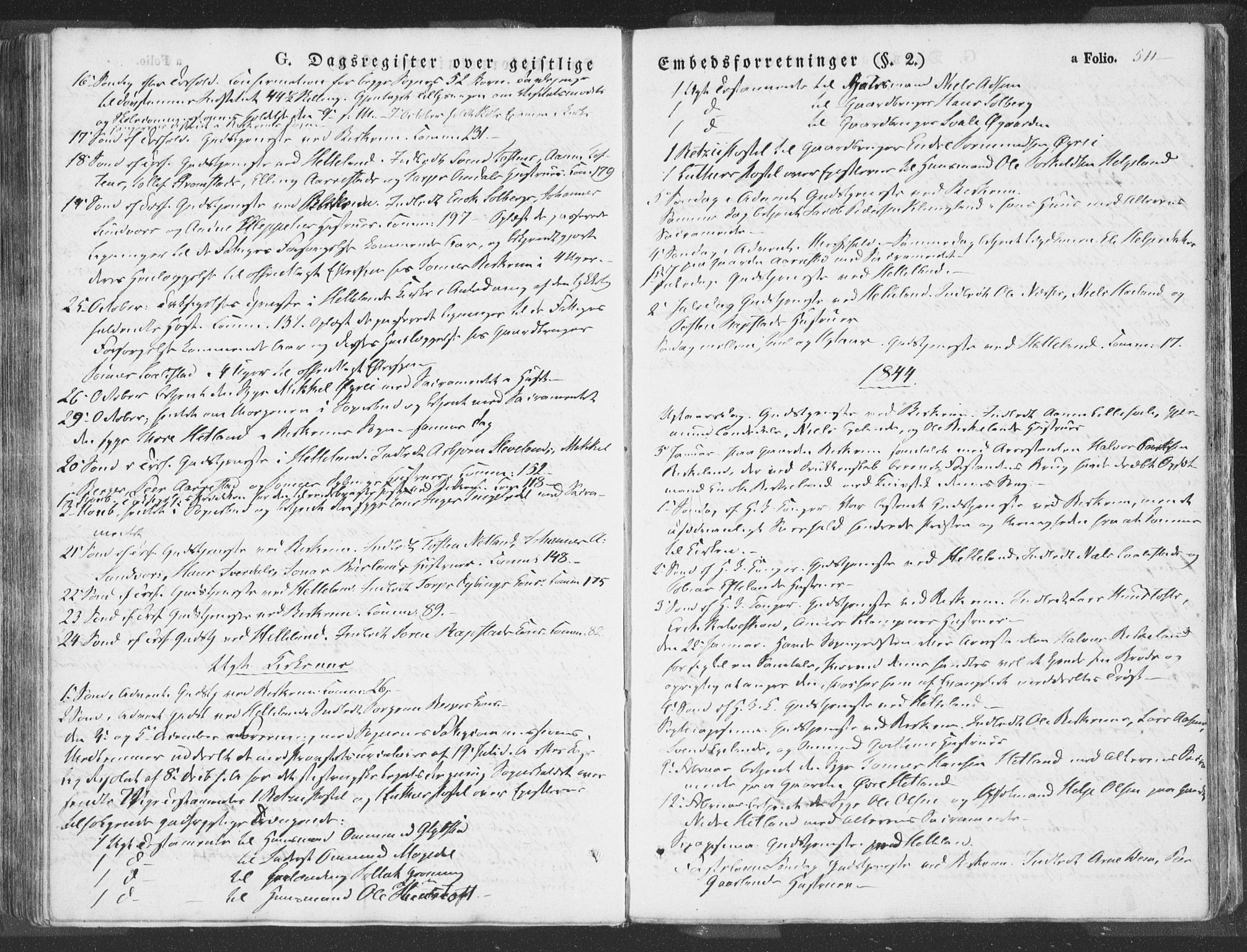 Helleland sokneprestkontor, SAST/A-101810: Parish register (official) no. A 6.2, 1834-1863, p. 511