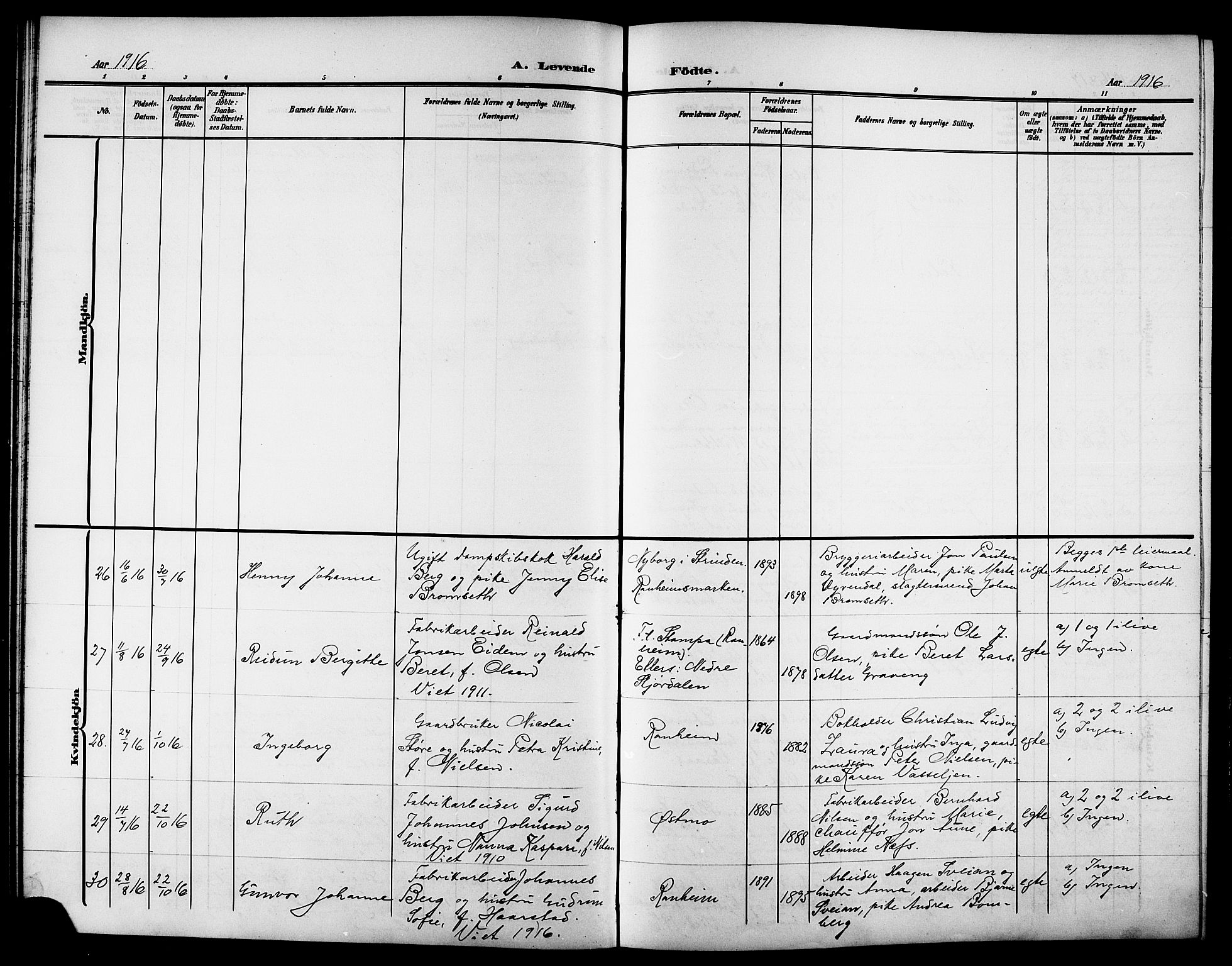 Ministerialprotokoller, klokkerbøker og fødselsregistre - Sør-Trøndelag, AV/SAT-A-1456/615/L0400: Parish register (copy) no. 615C01, 1905-1921