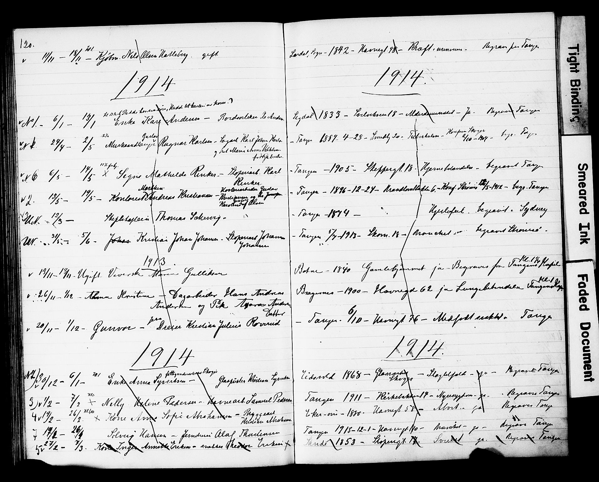 Strømsø kirkebøker, SAKO/A-246/Y/Yb/L0002: Parish register draft no. II 2, 1907-1915, p. 120