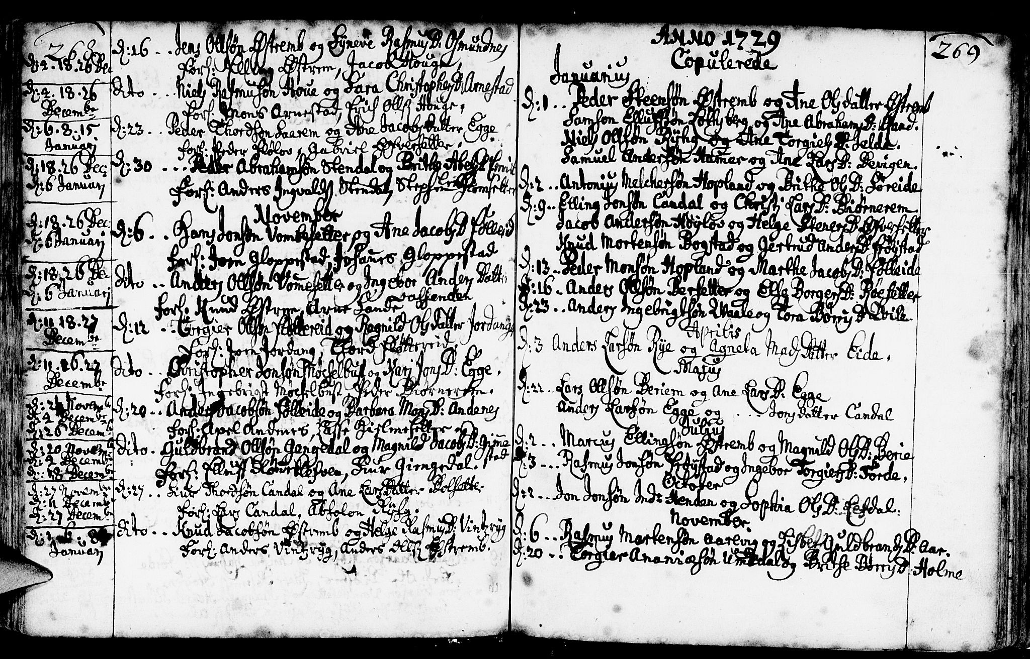 Gloppen sokneprestembete, AV/SAB-A-80101/H/Haa/Haaa/L0002: Parish register (official) no. A 2, 1712-1735, p. 268-269