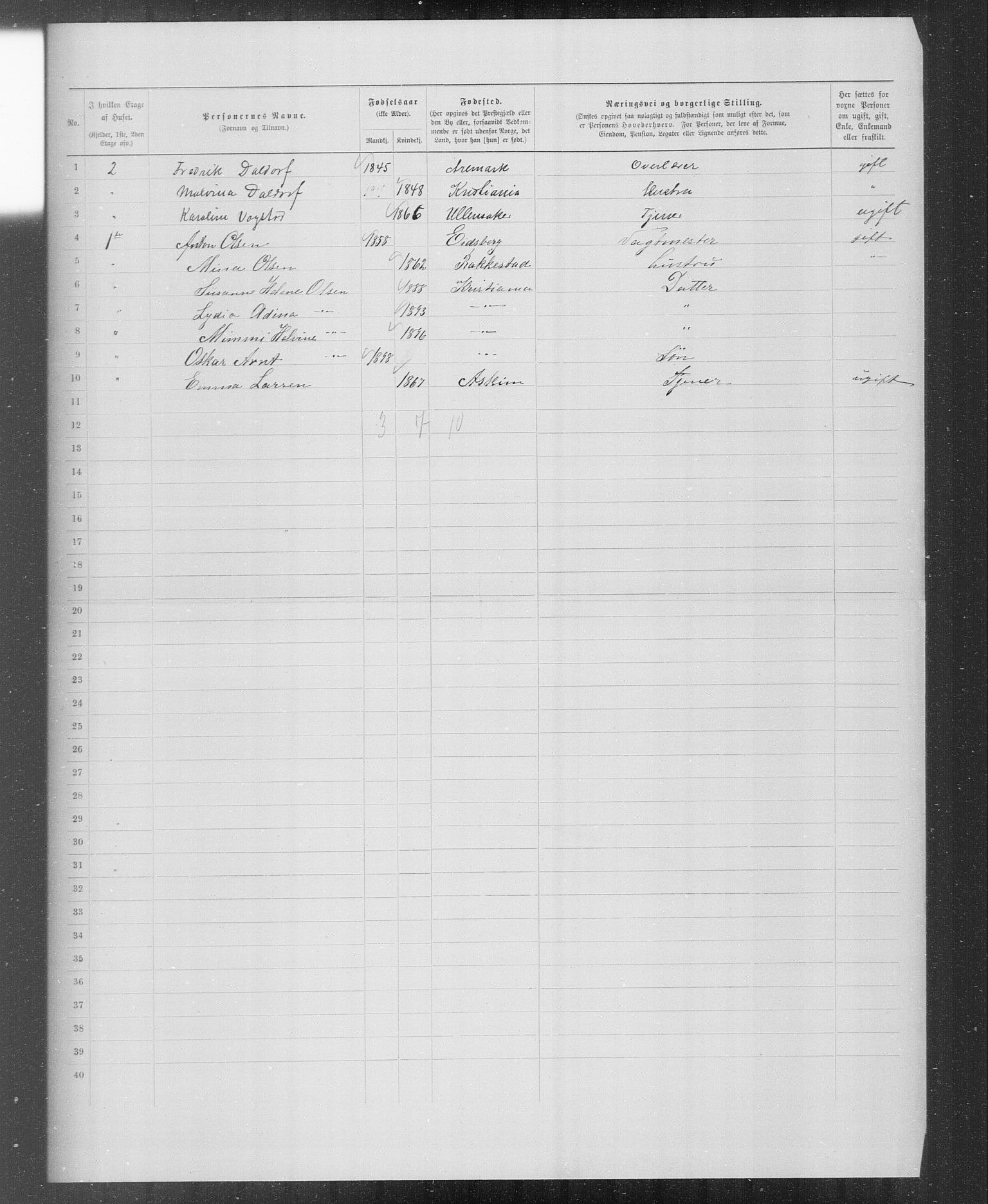 OBA, Municipal Census 1899 for Kristiania, 1899, p. 5858