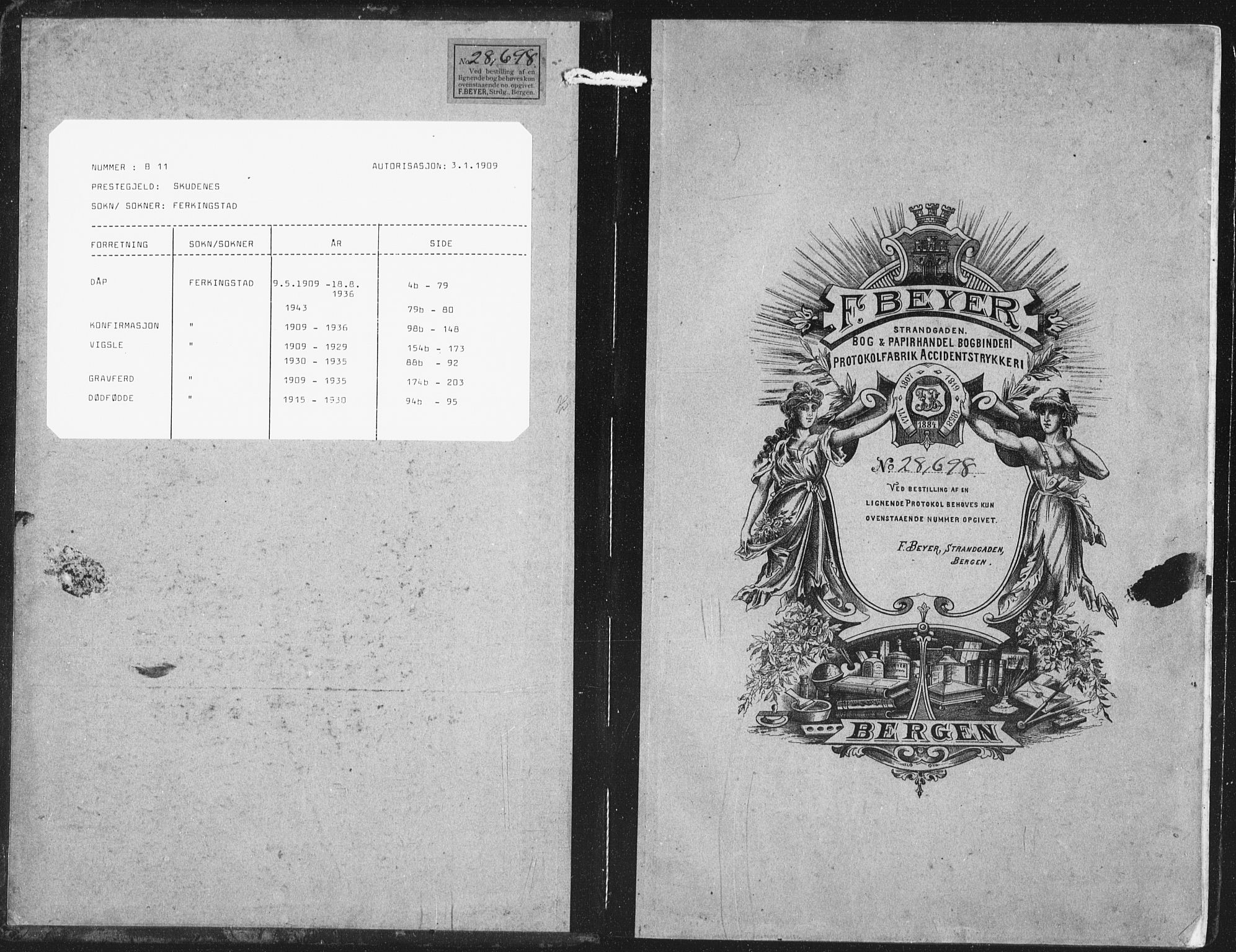 Skudenes sokneprestkontor, SAST/A -101849/H/Ha/Hab/L0011: Parish register (copy) no. B 11, 1909-1943