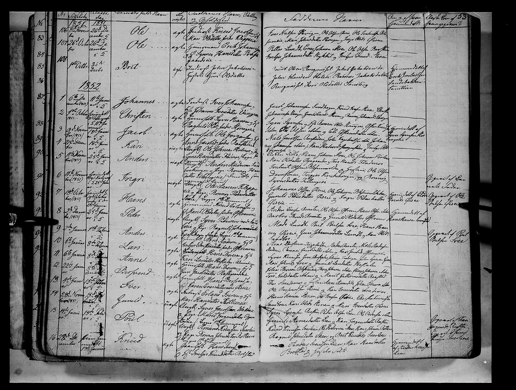 Vågå prestekontor, SAH/PREST-076/H/Ha/Haa/L0005: Parish register (official) no. 5 /1, 1842-1856, p. 53