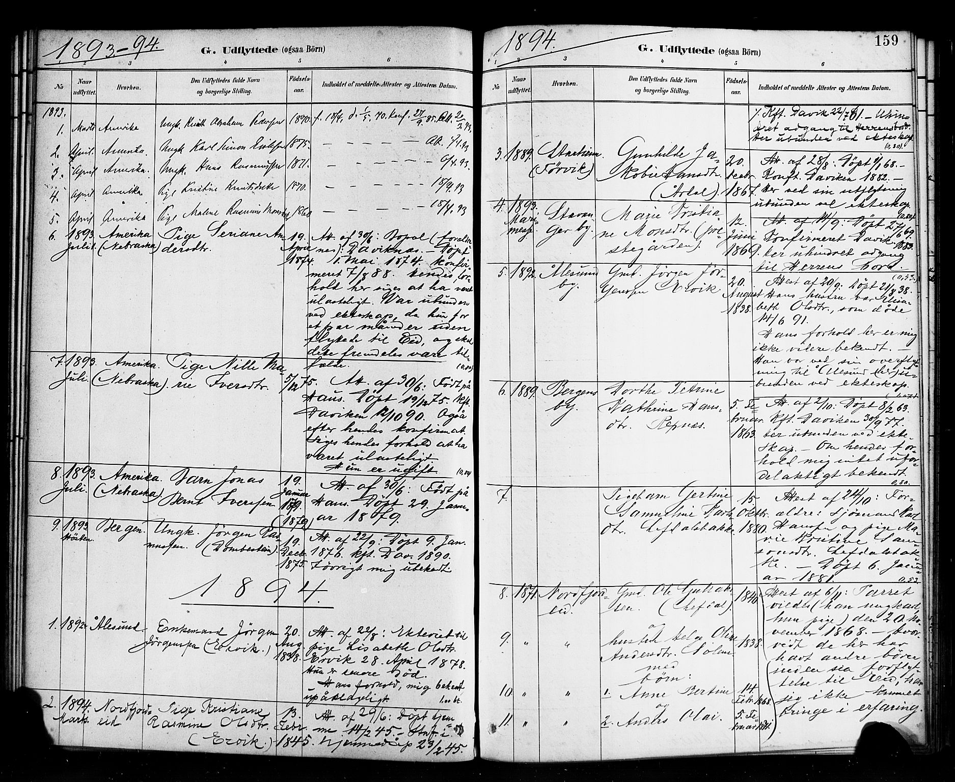 Davik sokneprestembete, AV/SAB-A-79701/H/Haa/Haab/L0001: Parish register (official) no. B 1, 1882-1900, p. 159