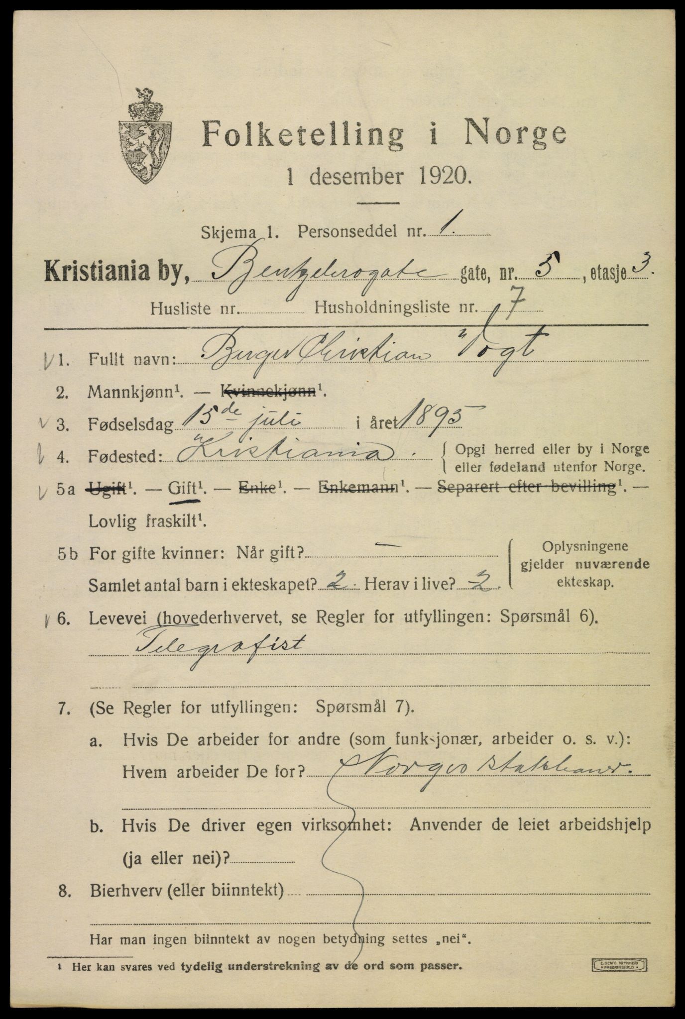 SAO, 1920 census for Kristiania, 1920, p. 151027