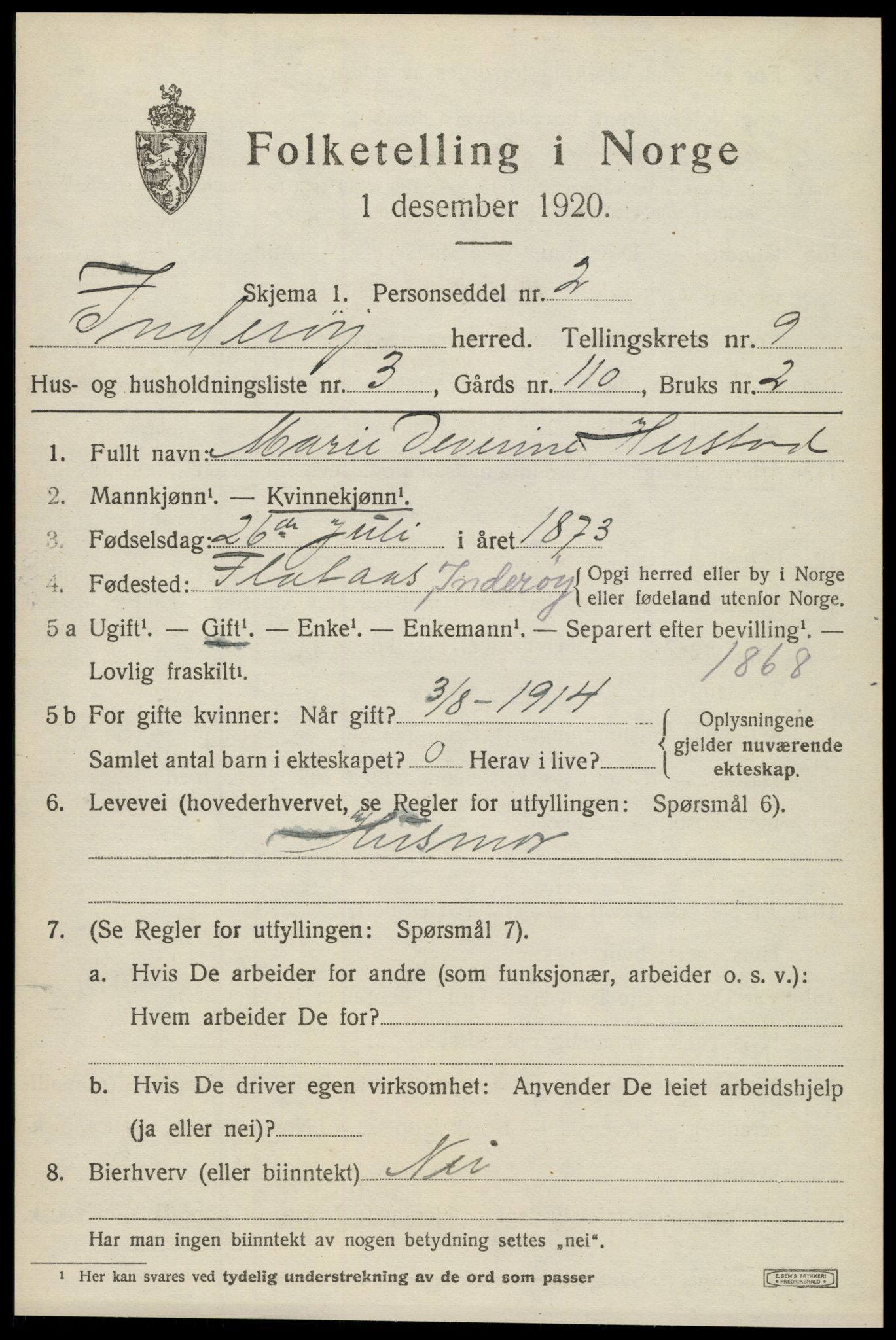 SAT, 1920 census for Inderøy, 1920, p. 6049