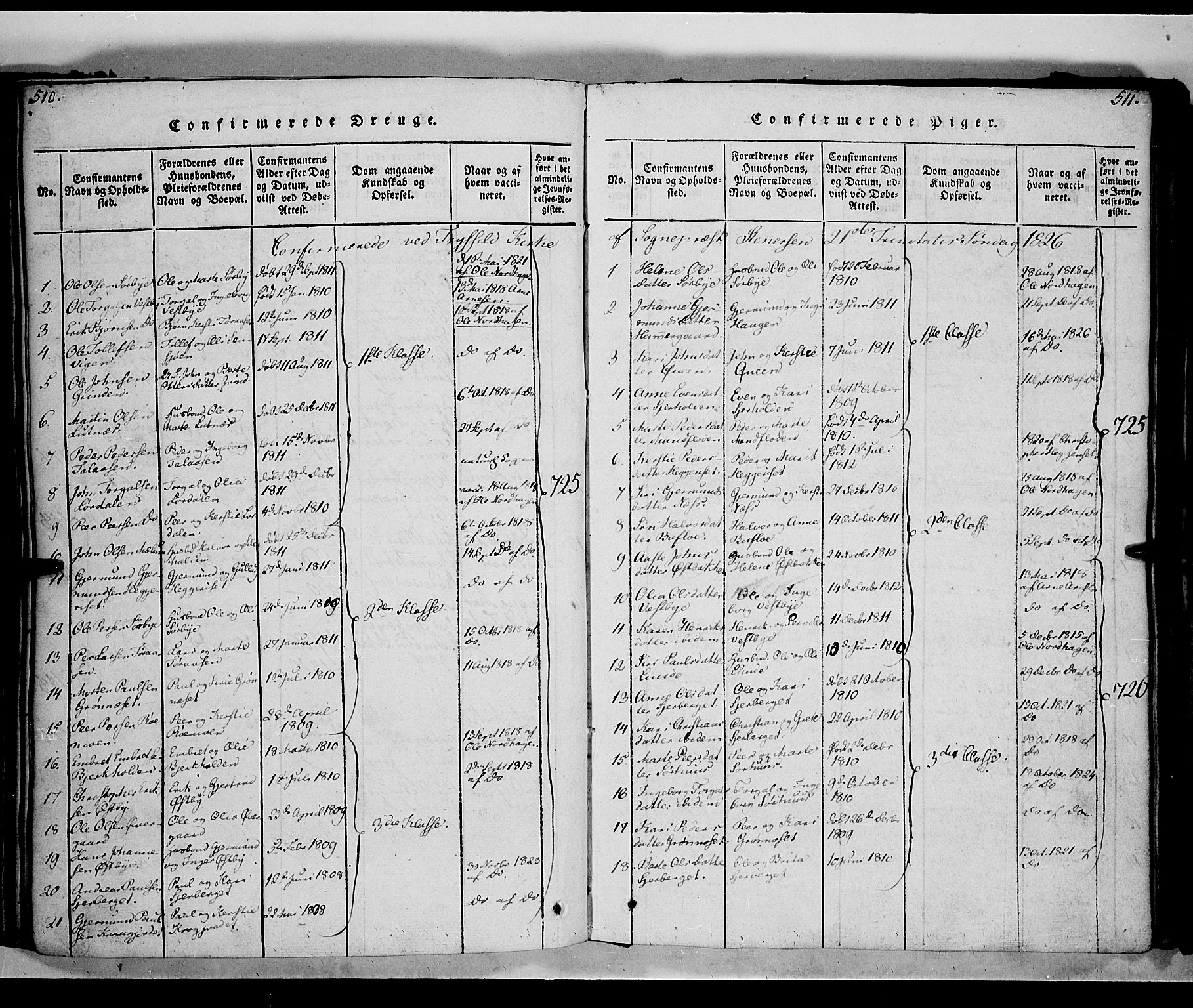 Trysil prestekontor, SAH/PREST-046/H/Ha/Haa/L0003: Parish register (official) no. 3 /1, 1814-1841, p. 510-511