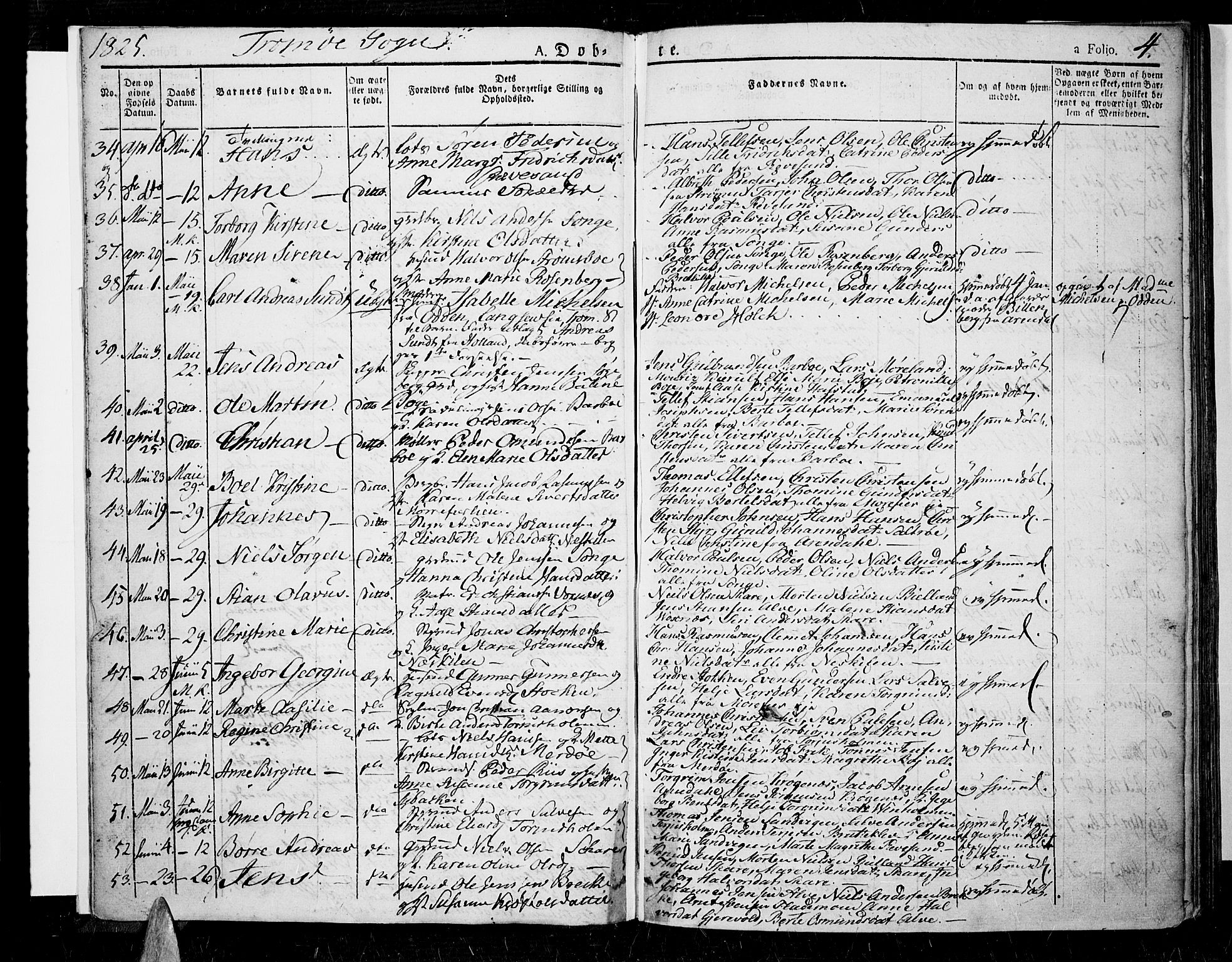 Tromøy sokneprestkontor, AV/SAK-1111-0041/F/Fa/L0003: Parish register (official) no. A 3, 1825-1837, p. 4