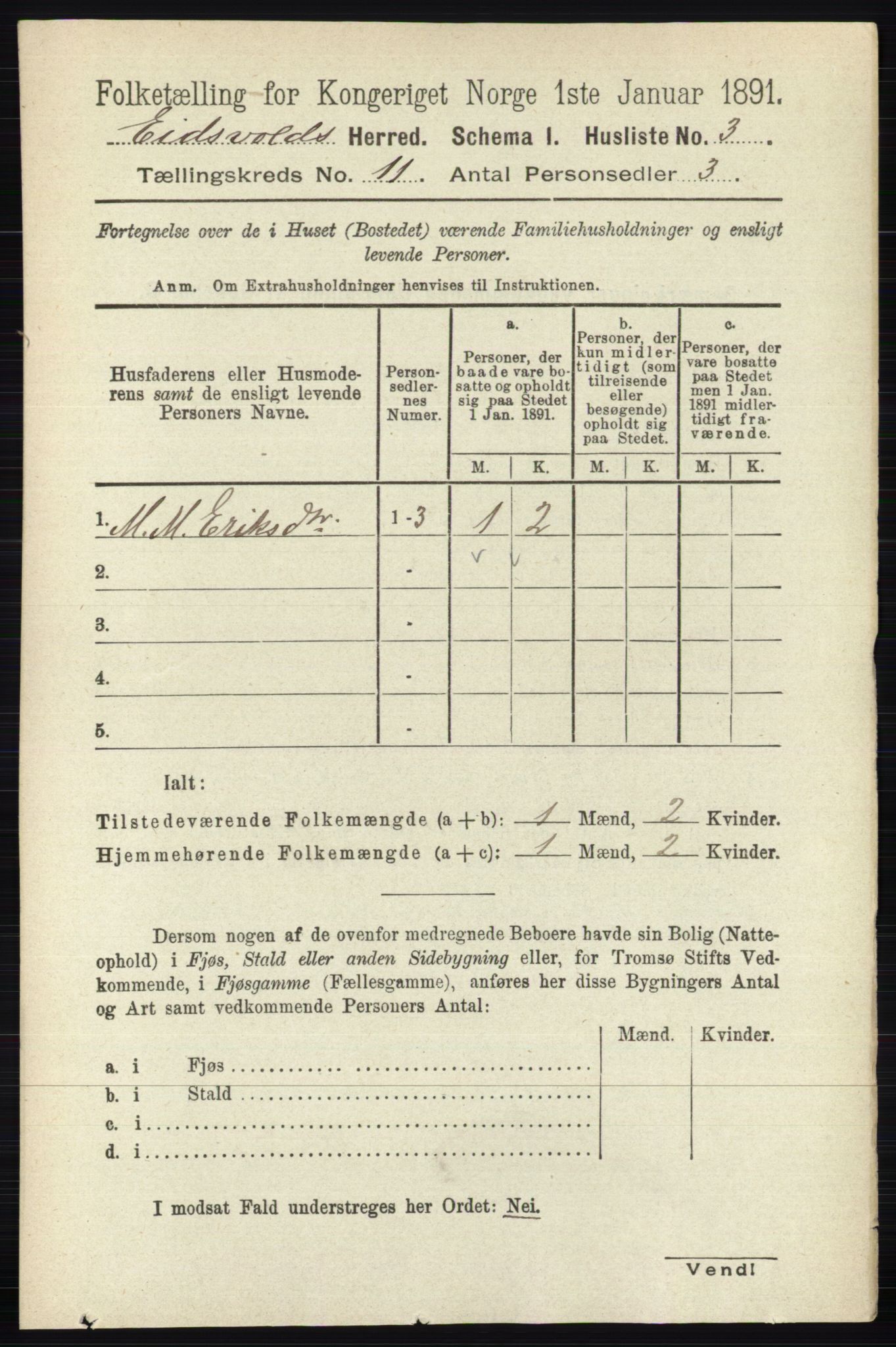 RA, 1891 census for 0237 Eidsvoll, 1891, p. 7579