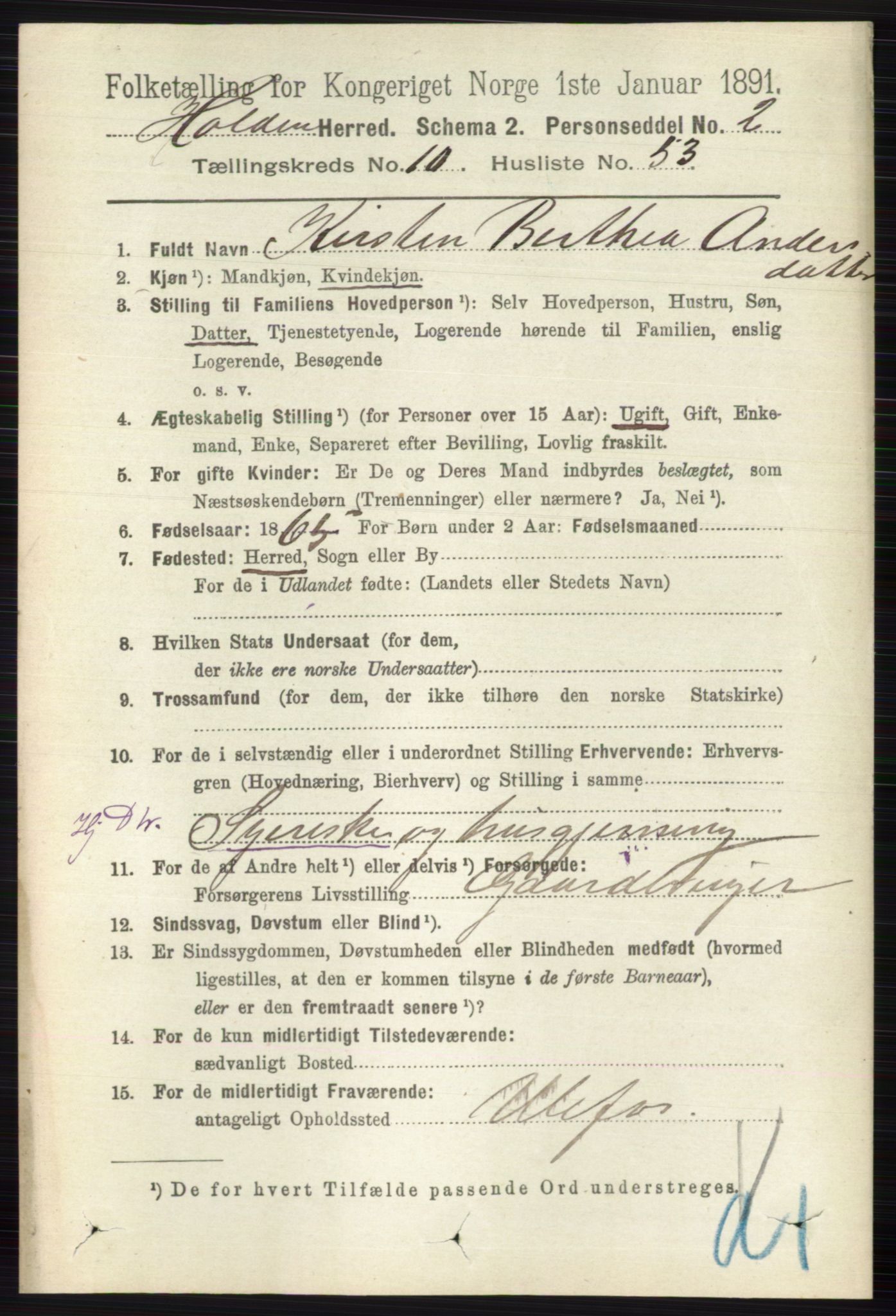 RA, 1891 census for 0819 Holla, 1891, p. 4623