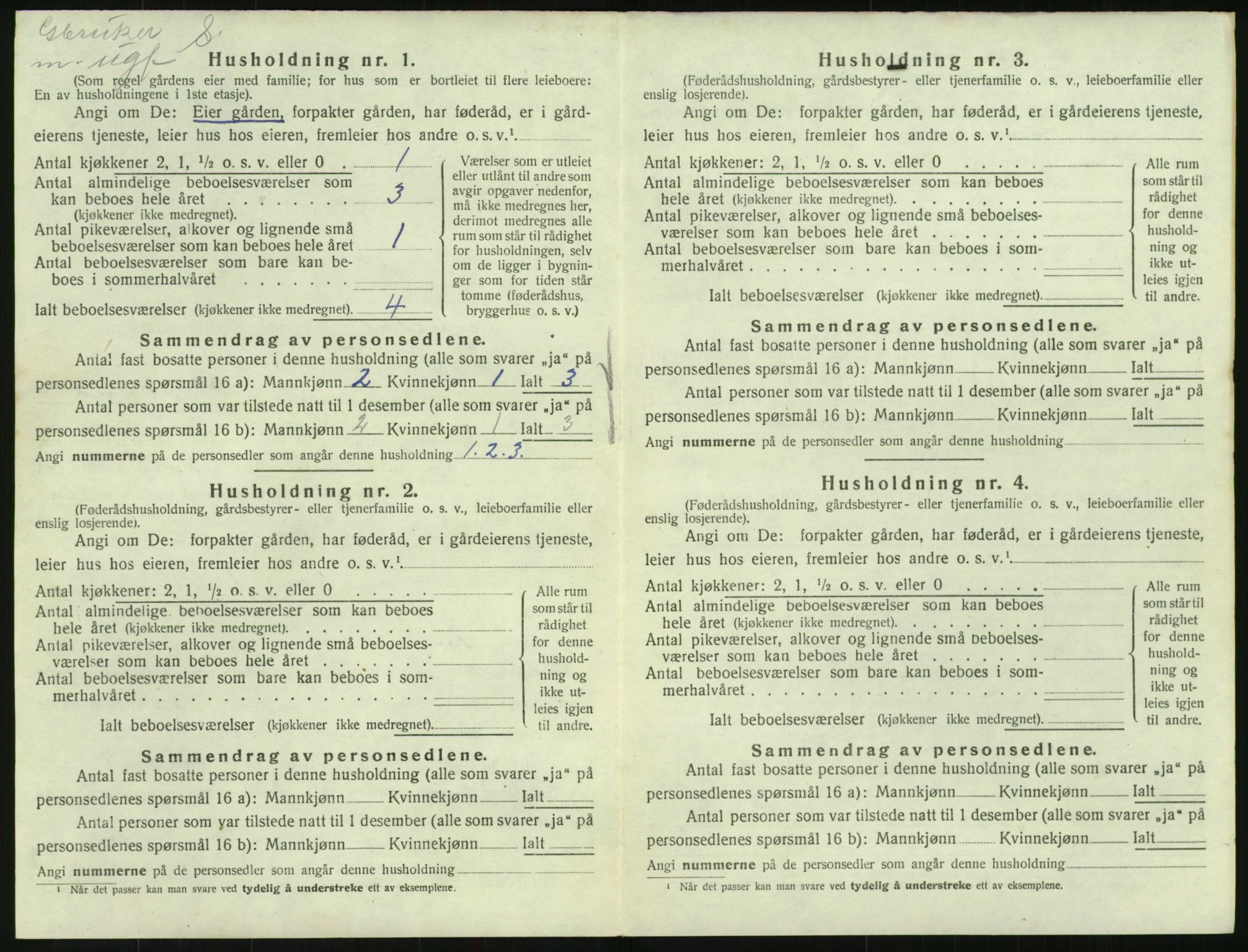 SAK, 1920 census for Vegusdal, 1920, p. 166