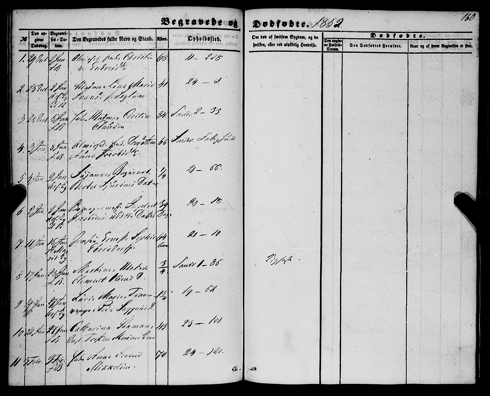 Korskirken sokneprestembete, SAB/A-76101/H/Haa: Parish register (official) no. E 2, 1848-1862, p. 160