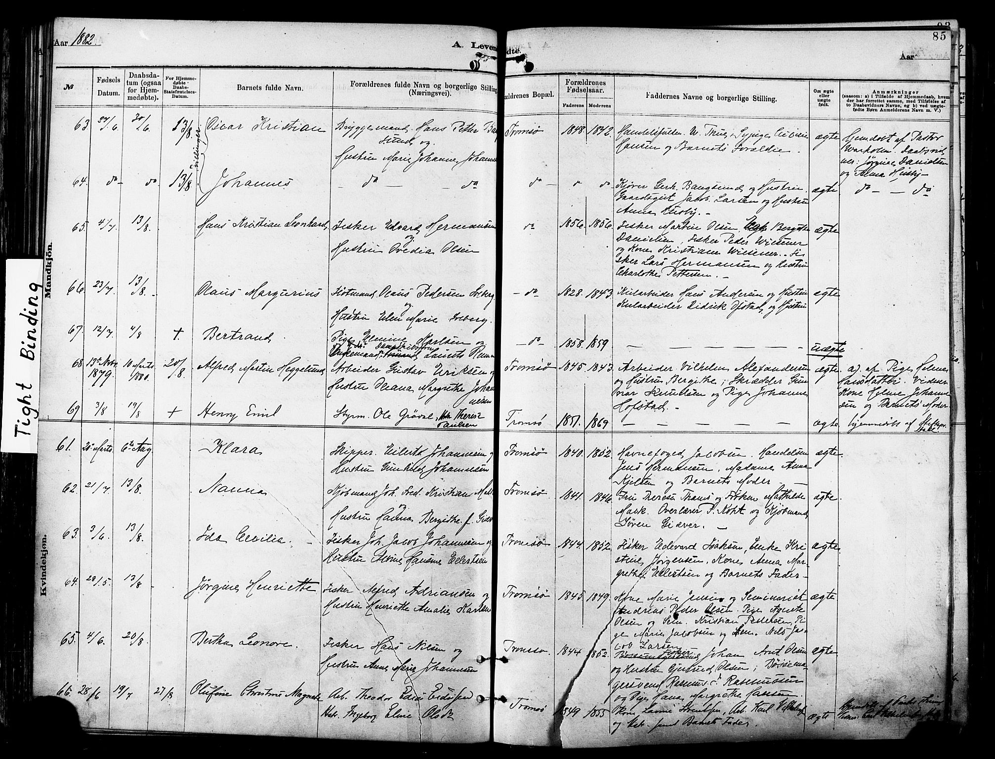 Tromsø sokneprestkontor/stiftsprosti/domprosti, SATØ/S-1343/G/Ga/L0014kirke: Parish register (official) no. 14, 1878-1888, p. 85