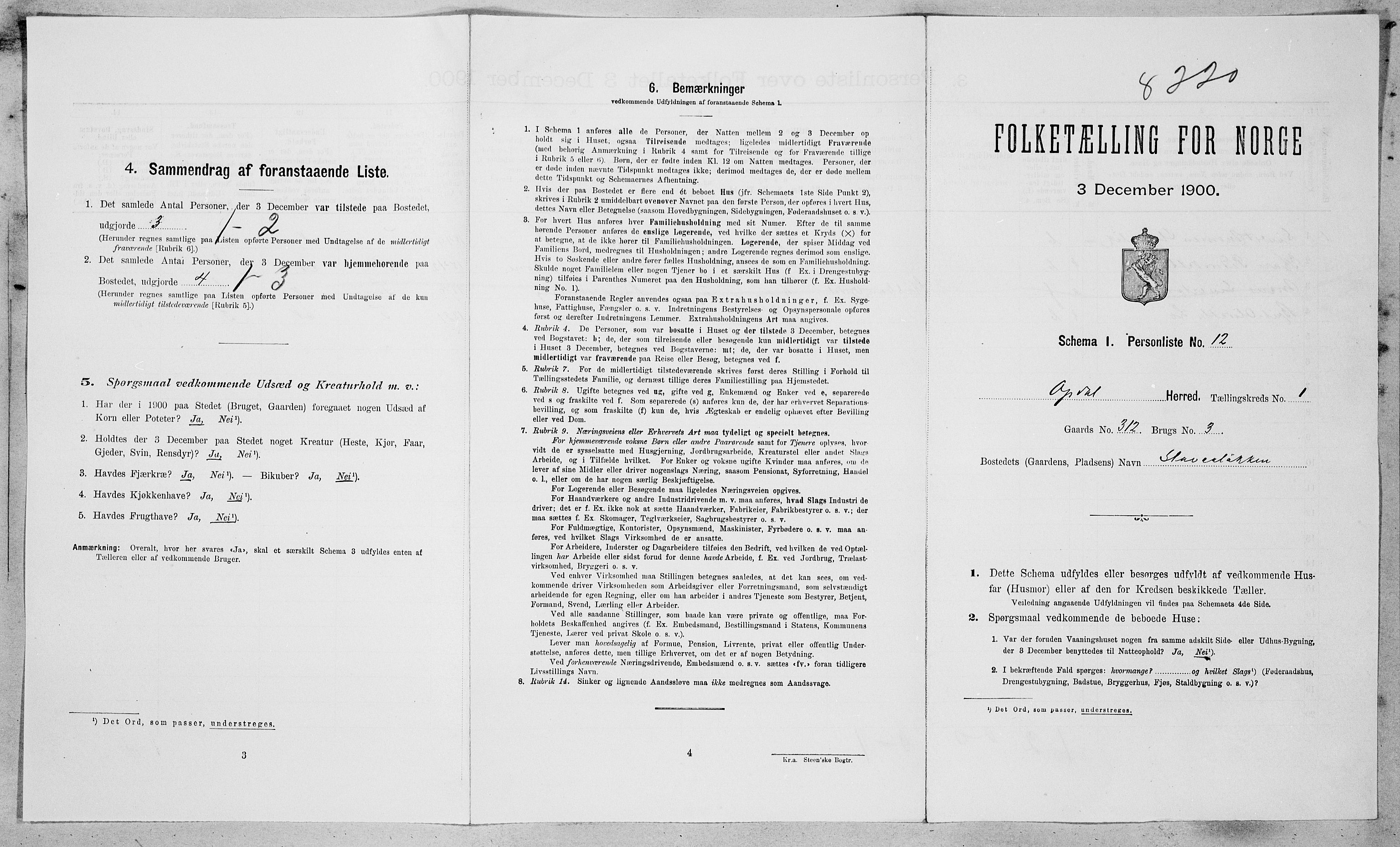 SAT, 1900 census for Oppdal, 1900, p. 124