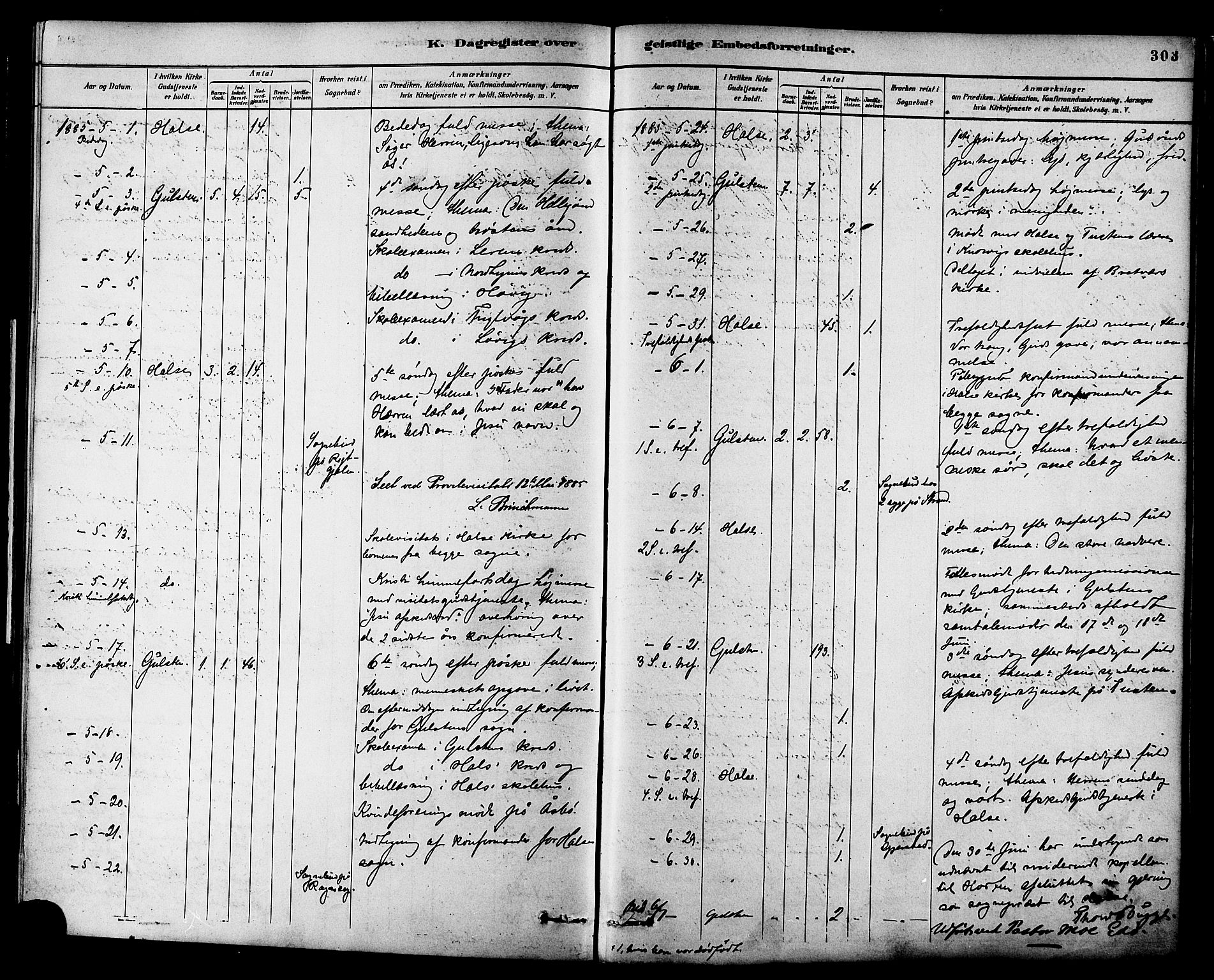 Ministerialprotokoller, klokkerbøker og fødselsregistre - Møre og Romsdal, AV/SAT-A-1454/576/L0885: Parish register (official) no. 576A03, 1880-1898, p. 303