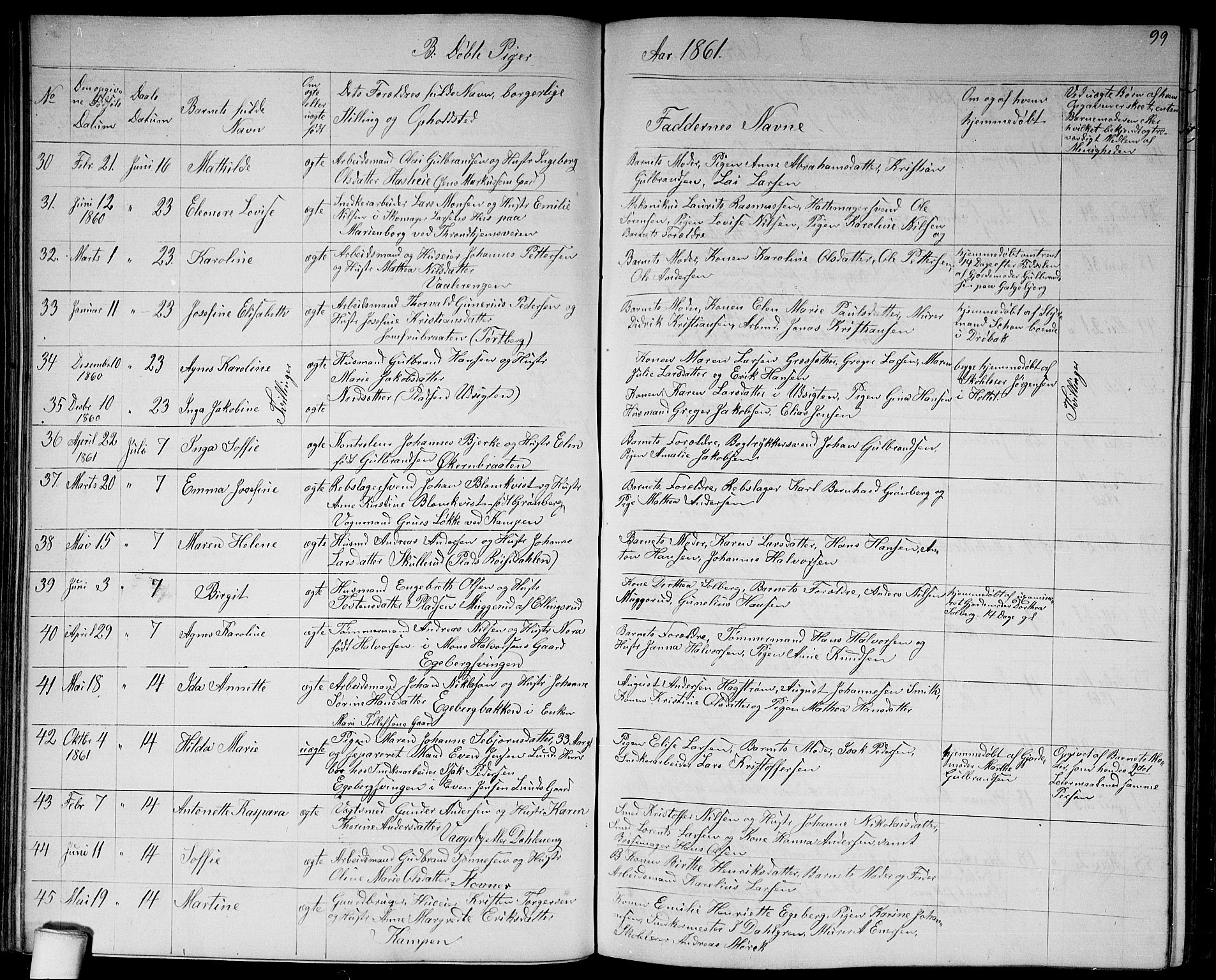 Østre Aker prestekontor Kirkebøker, SAO/A-10840/G/Ga/L0002: Parish register (copy) no. I 2, 1861-1867, p. 99