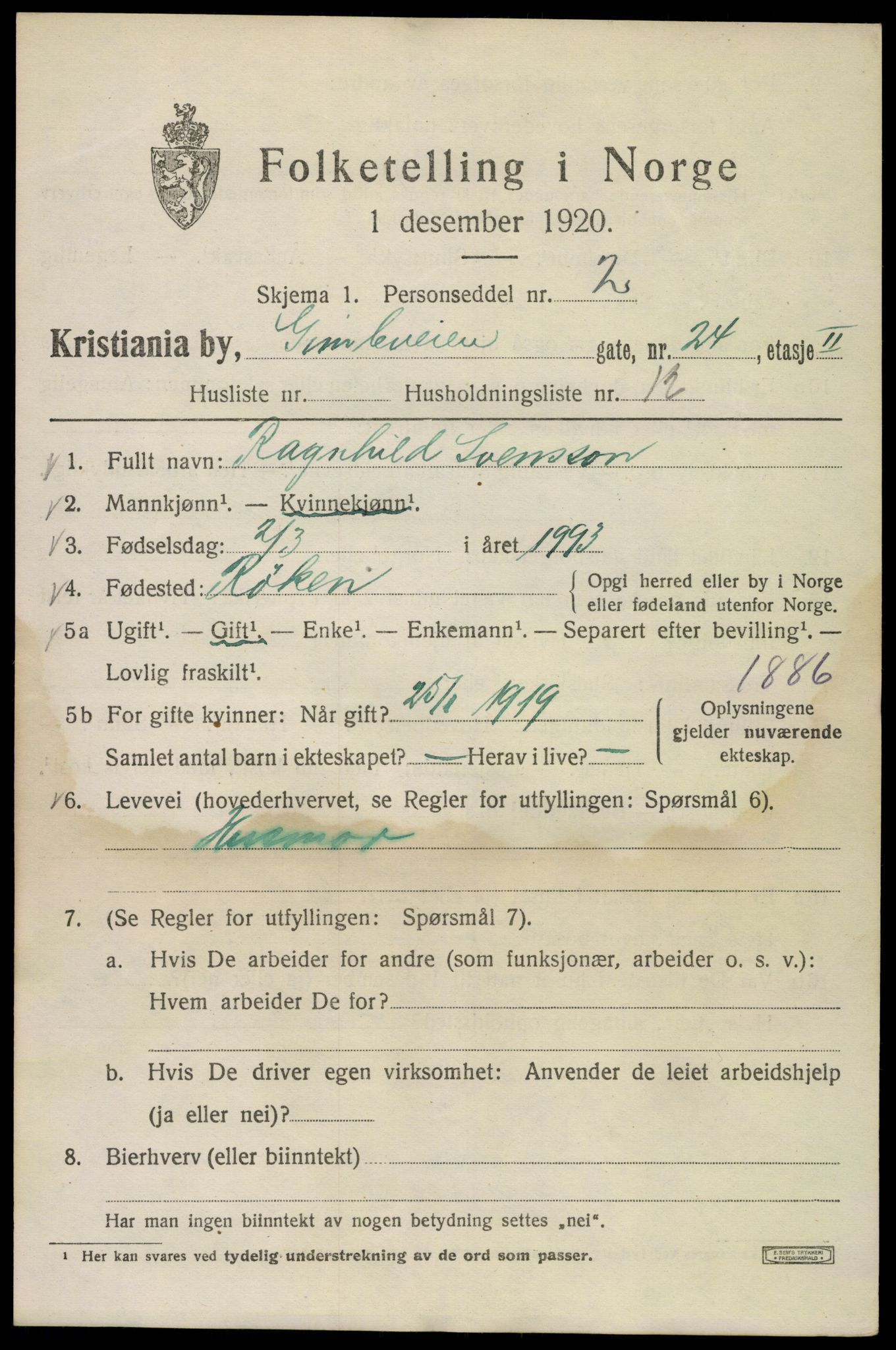 SAO, 1920 census for Kristiania, 1920, p. 248027