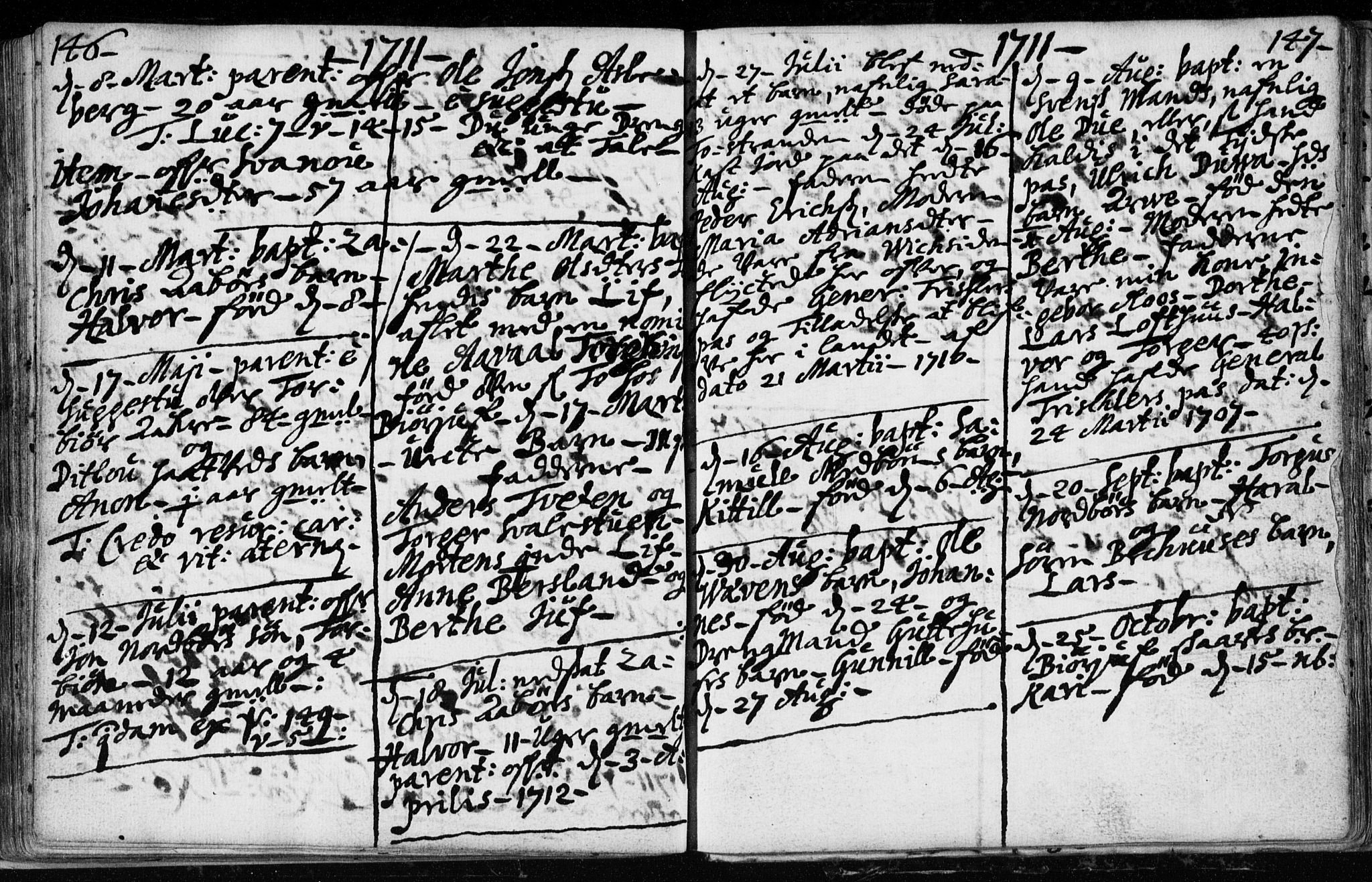 Hjartdal kirkebøker, SAKO/A-270/F/Fa/L0001: Parish register (official) no. I 1, 1685-1714, p. 146-147