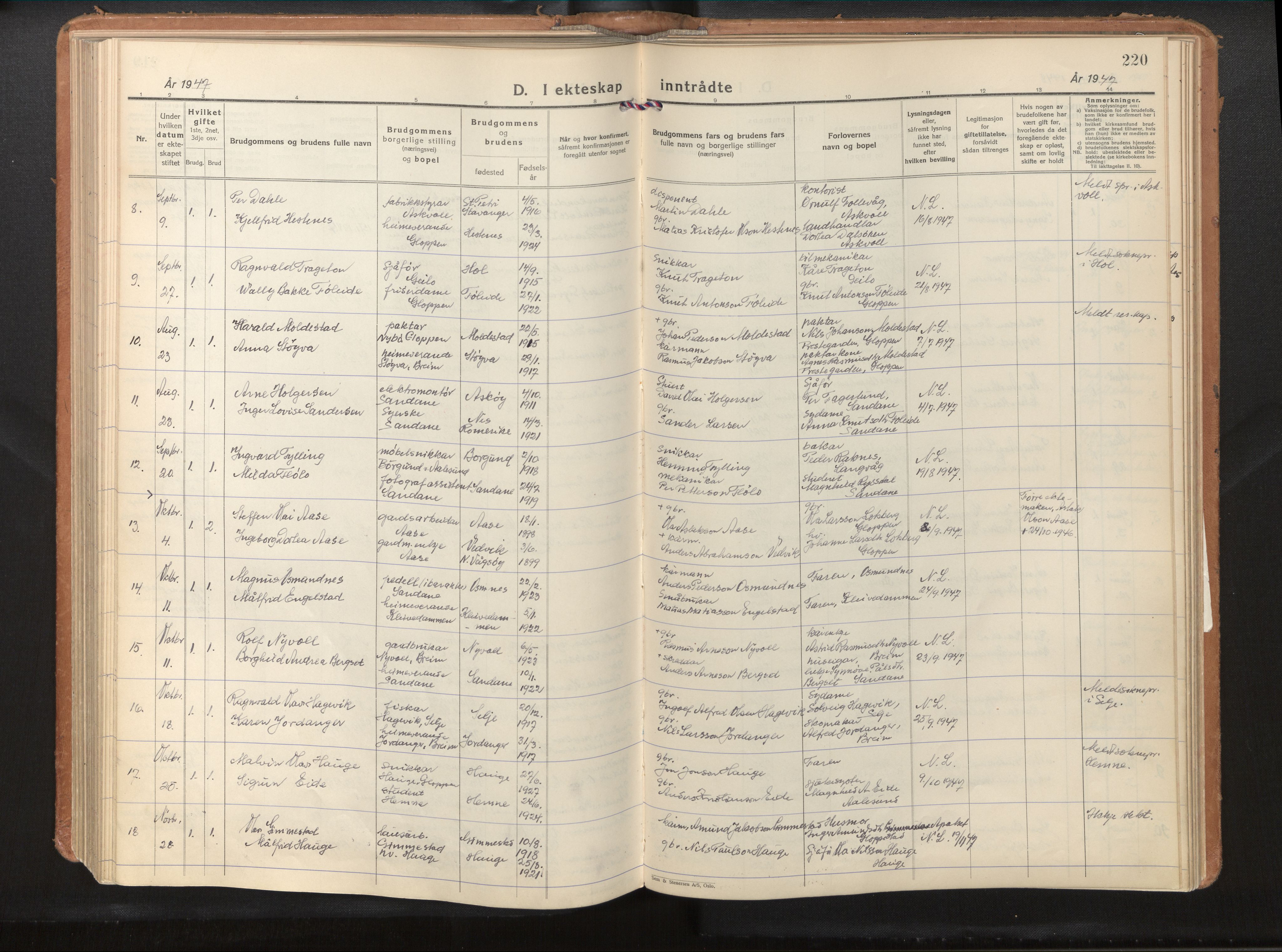 Gloppen sokneprestembete, AV/SAB-A-80101/H/Haa/Haab/L0003: Parish register (official) no. B 3, 1928-1953, p. 219b-220a