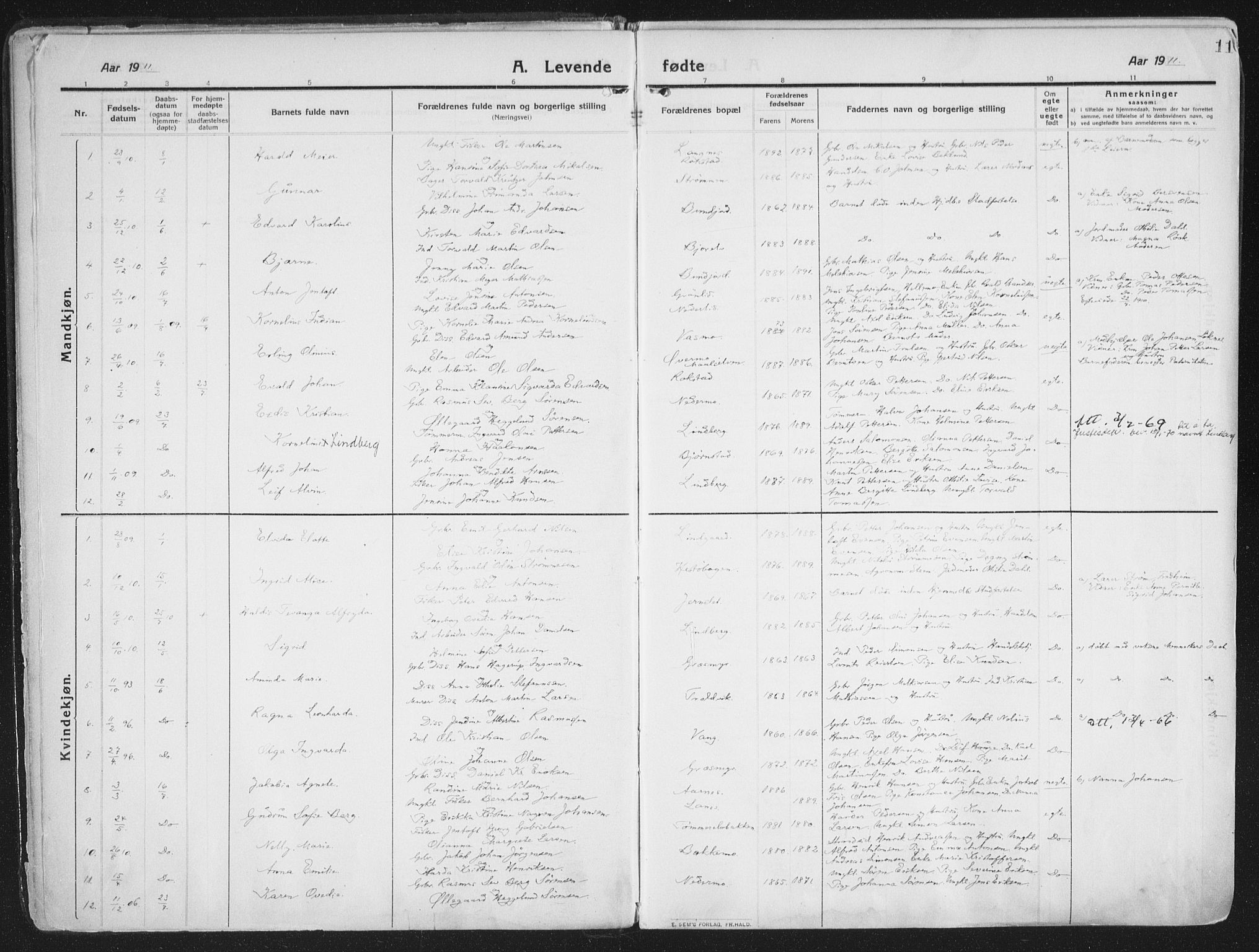 Lenvik sokneprestembete, SATØ/S-1310/H/Ha/Haa/L0016kirke: Parish register (official) no. 16, 1910-1924, p. 11