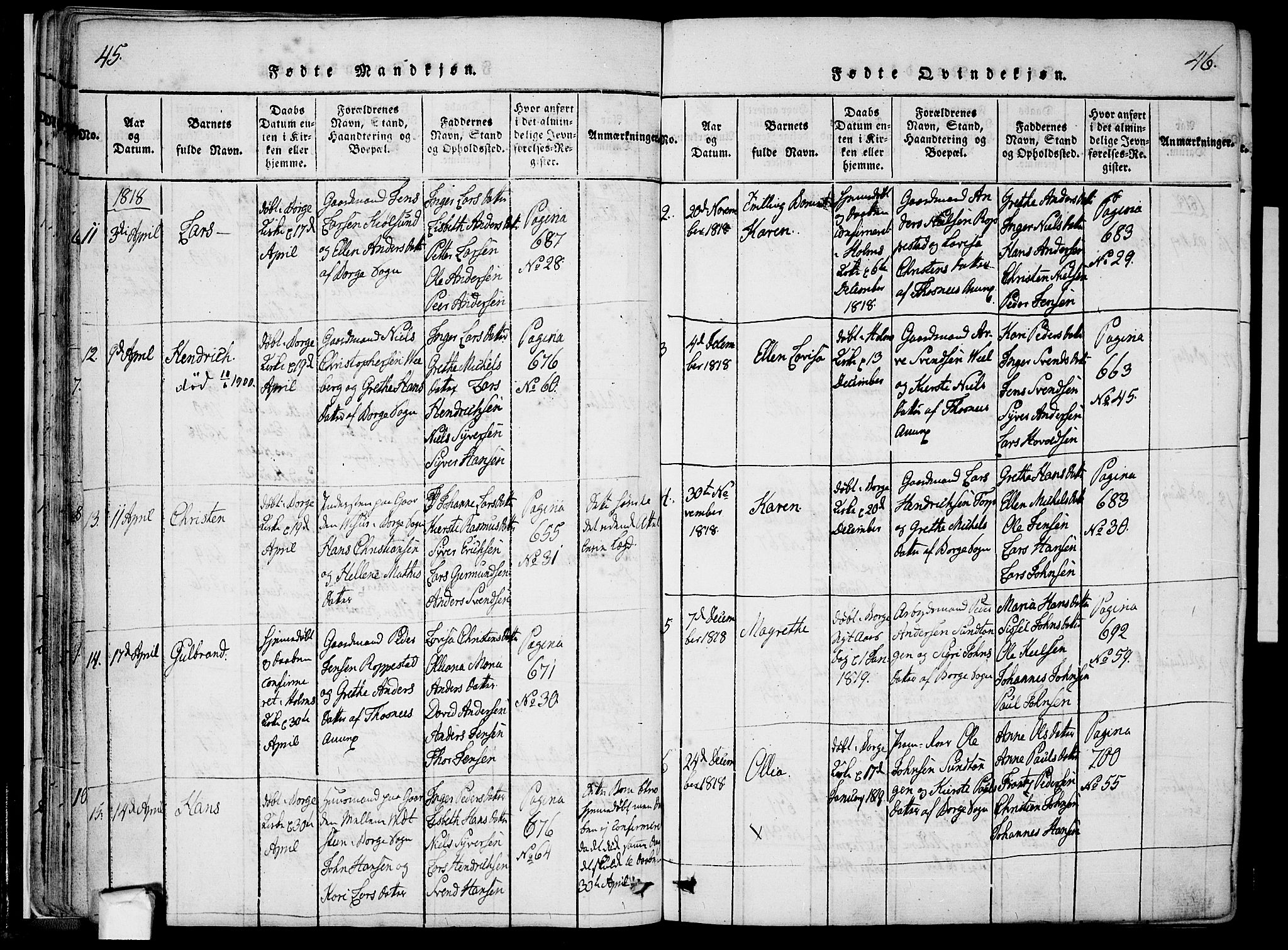 Borge prestekontor Kirkebøker, AV/SAO-A-10903/F/Fa/L0003: Parish register (official) no. I 3, 1815-1836, p. 45-46