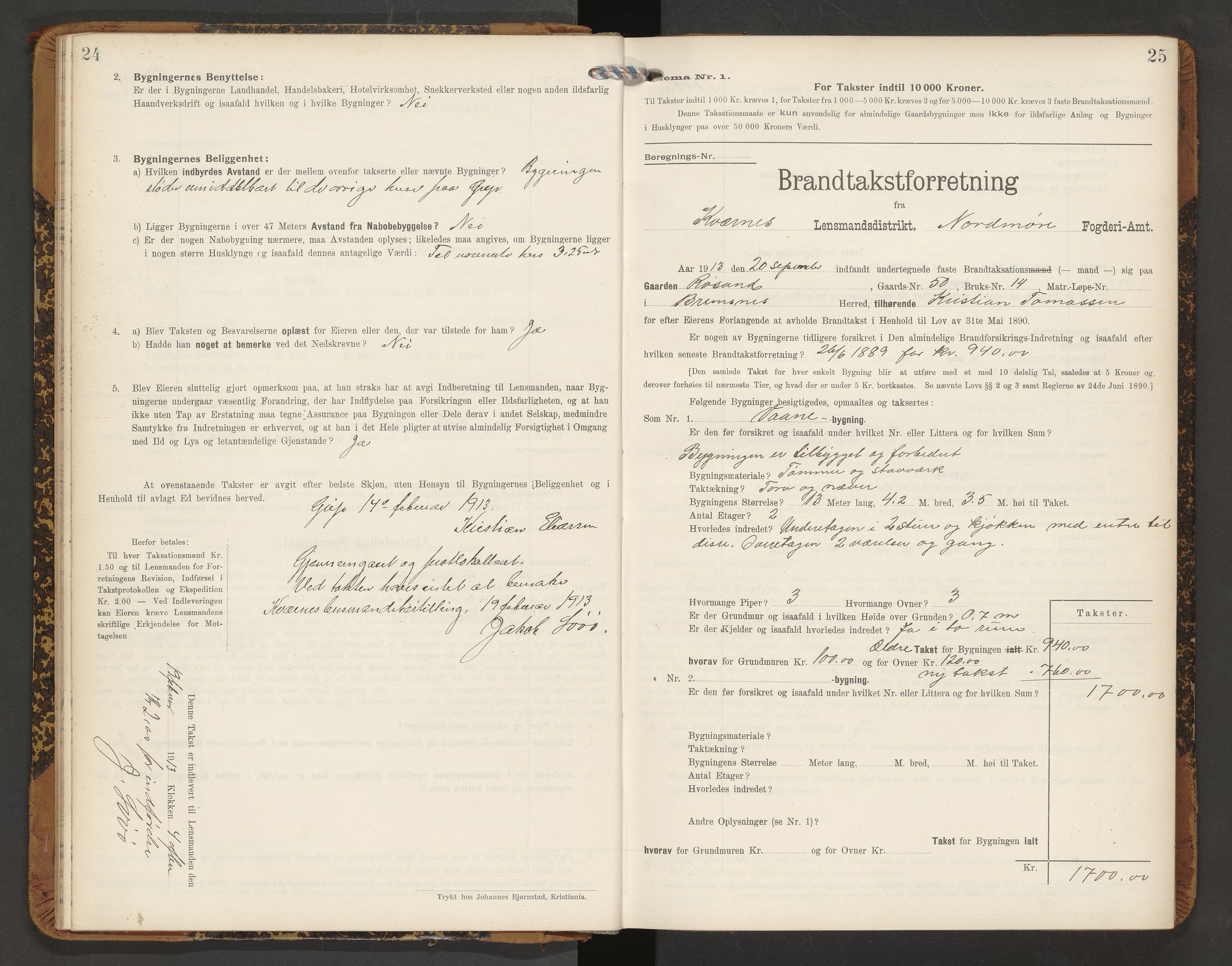 Norges Brannkasse Averøy og Frei, AV/SAT-A-5505/Fb/L0003: Branntakstprotokoll, 1910-1926, p. 24-25