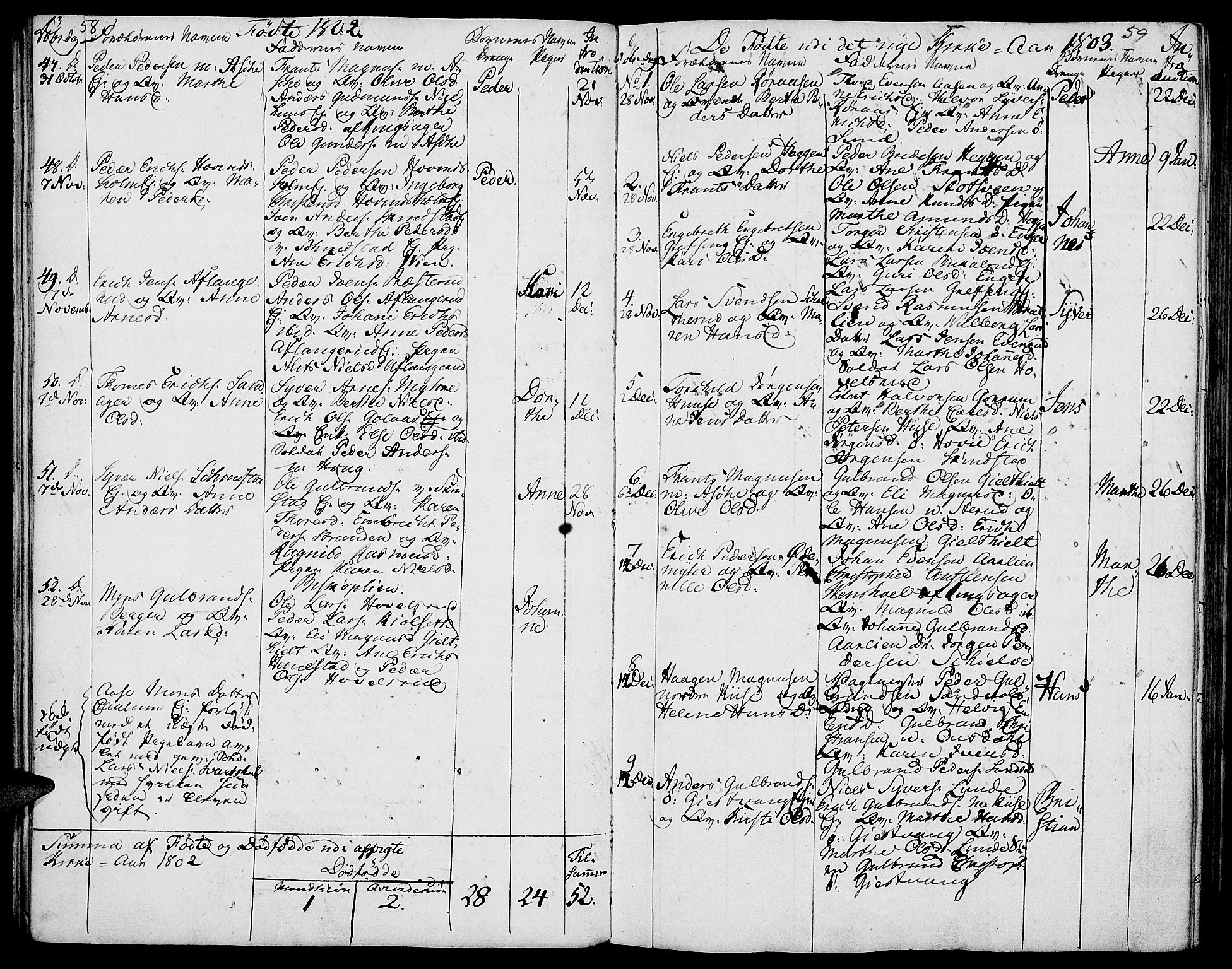 Nes prestekontor, Hedmark, AV/SAH-PREST-020/K/Ka/L0001: Parish register (official) no. 1, 1802-1814, p. 58-59