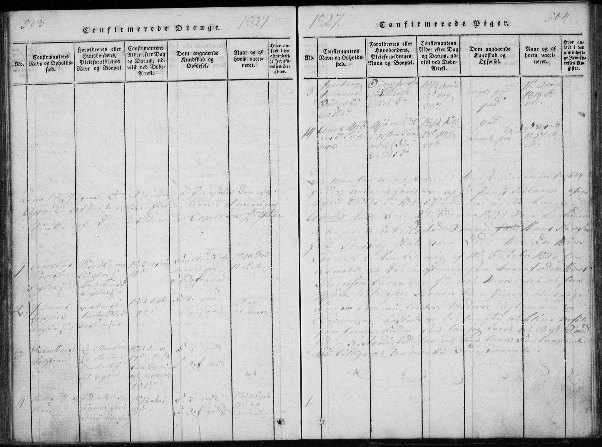 Modum kirkebøker, AV/SAKO-A-234/G/Ga/L0002: Parish register (copy) no. I 2, 1824-1832, p. 503-504