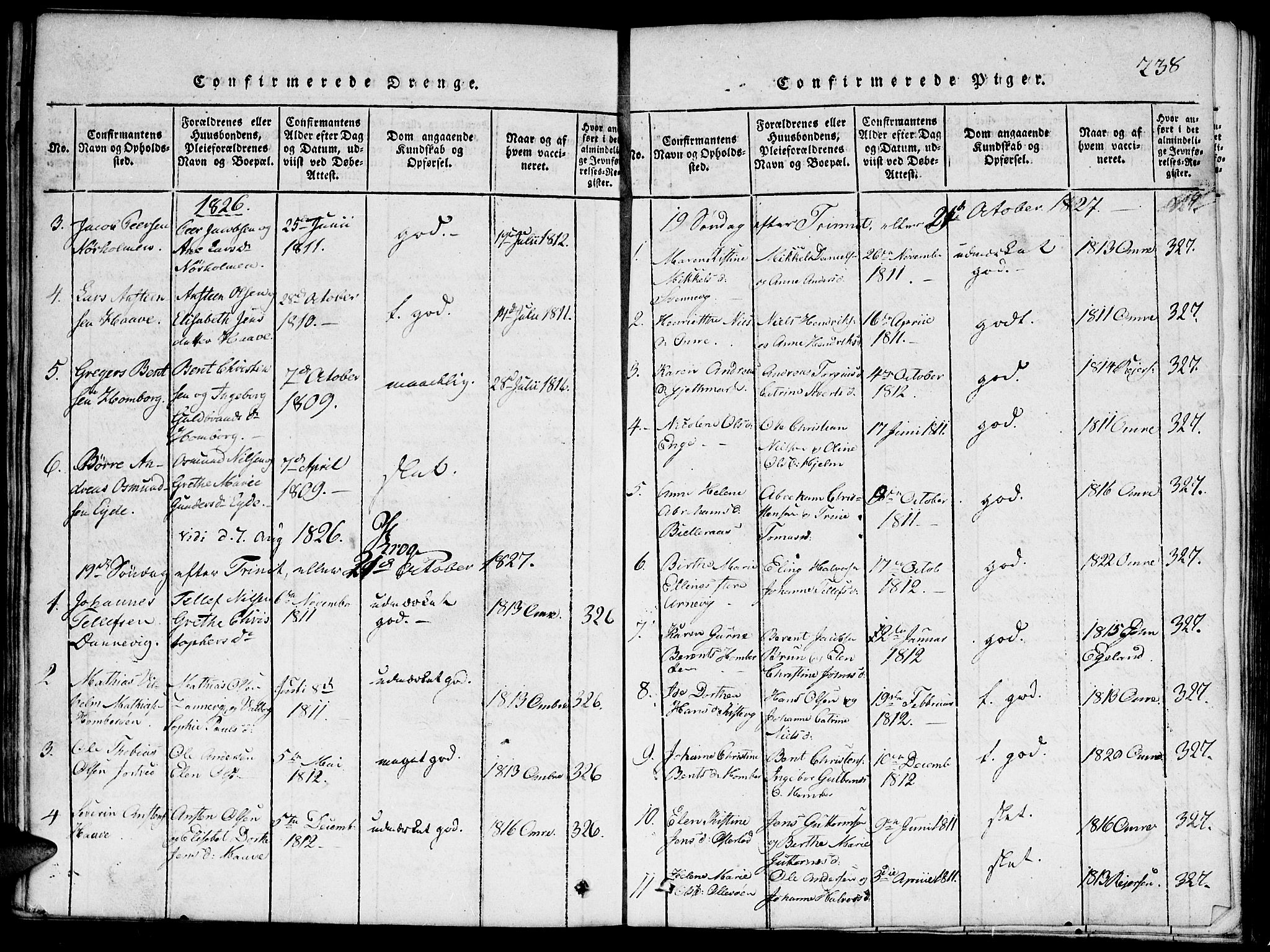 Hommedal sokneprestkontor, AV/SAK-1111-0023/F/Fa/Faa/L0001: Parish register (official) no. A 1, 1816-1860, p. 238