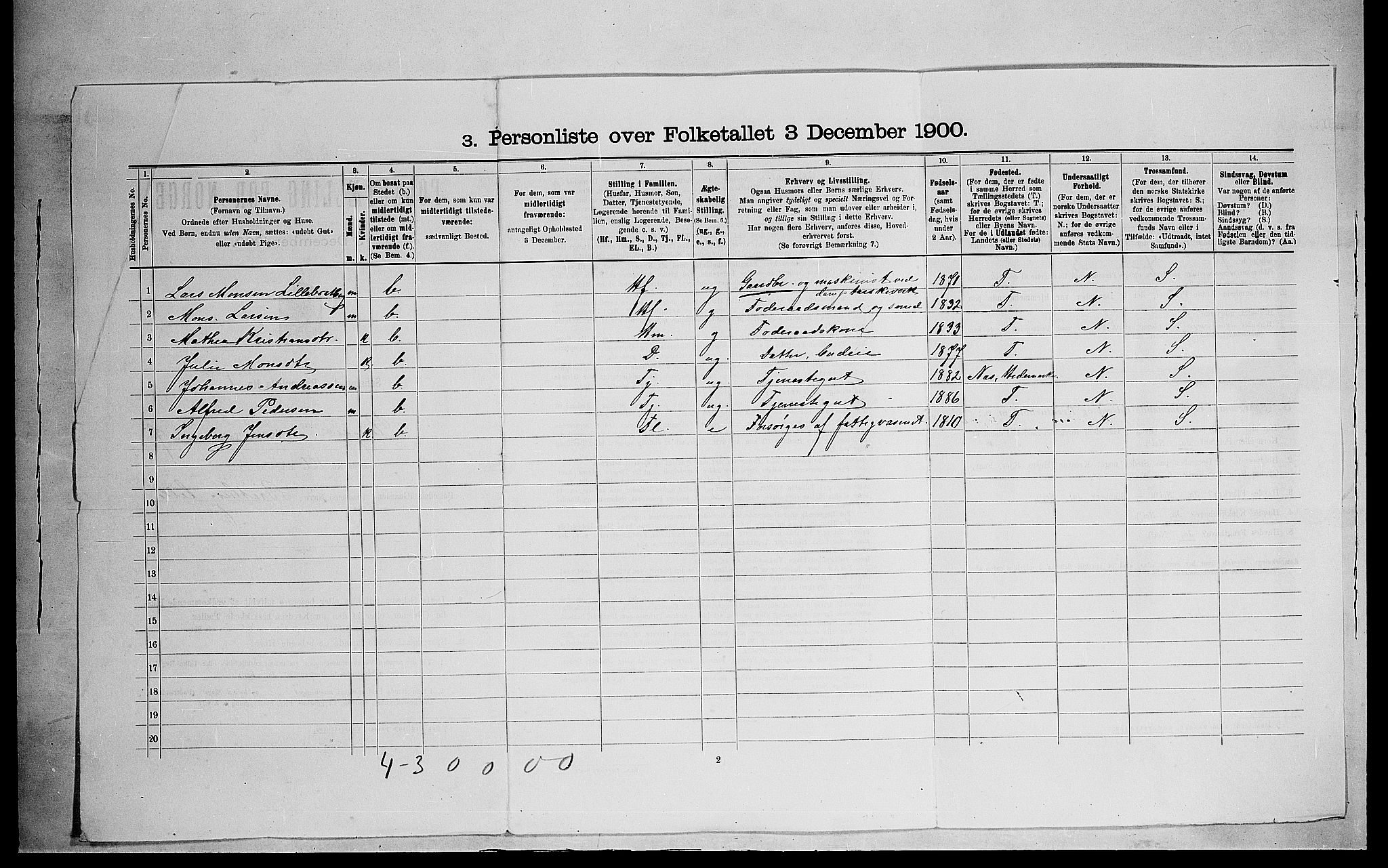 SAH, 1900 census for Ringsaker, 1900, p. 1396