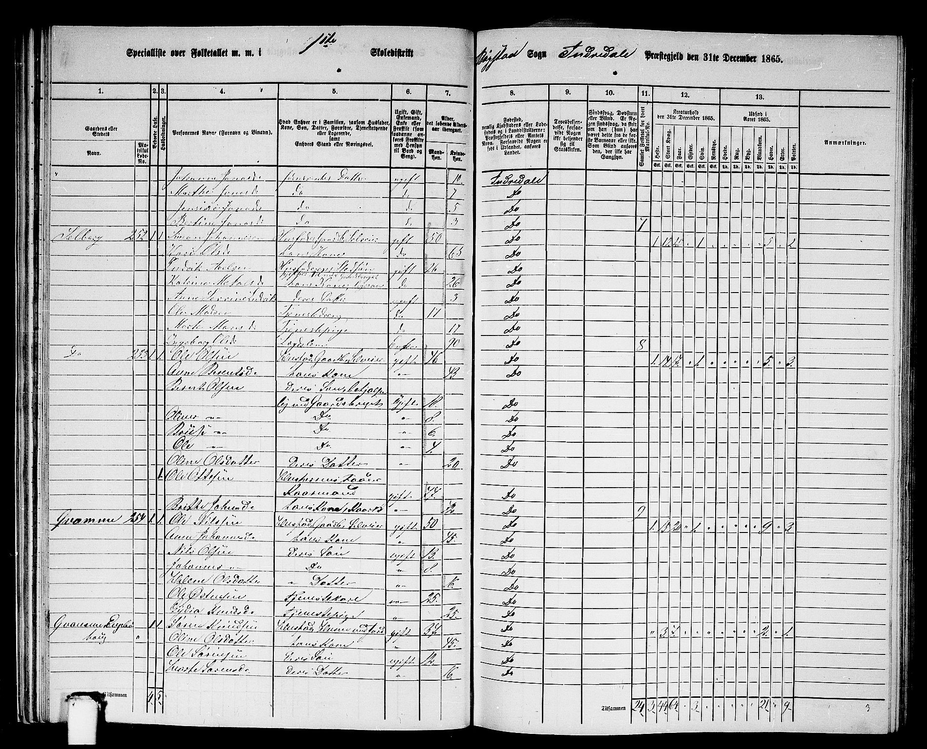 RA, 1865 census for Indre Holmedal, 1865, p. 40