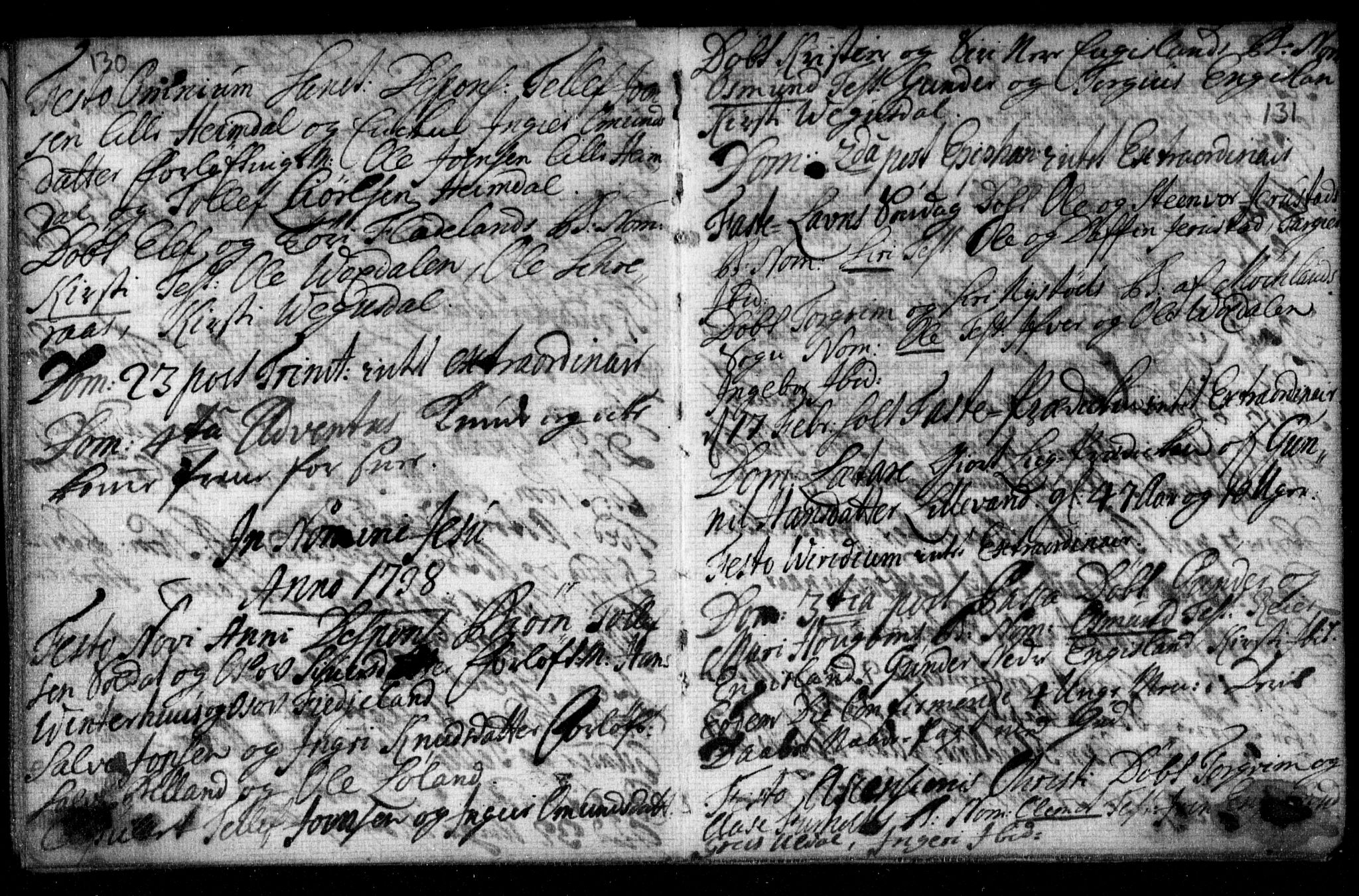 Herefoss sokneprestkontor, SAK/1111-0019/F/Fa/Fab/L0001: Parish register (official) no. A 1, 1704-1779, p. 130-131