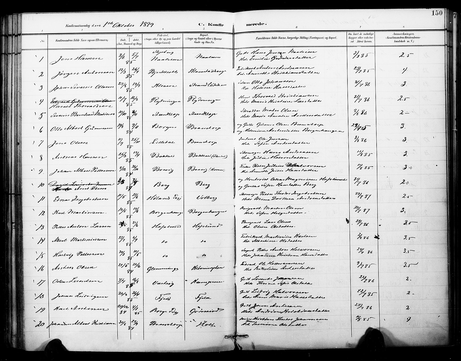 Skjeberg prestekontor Kirkebøker, SAO/A-10923/F/Fa/L0010: Parish register (official) no. I 10, 1898-1911, p. 150
