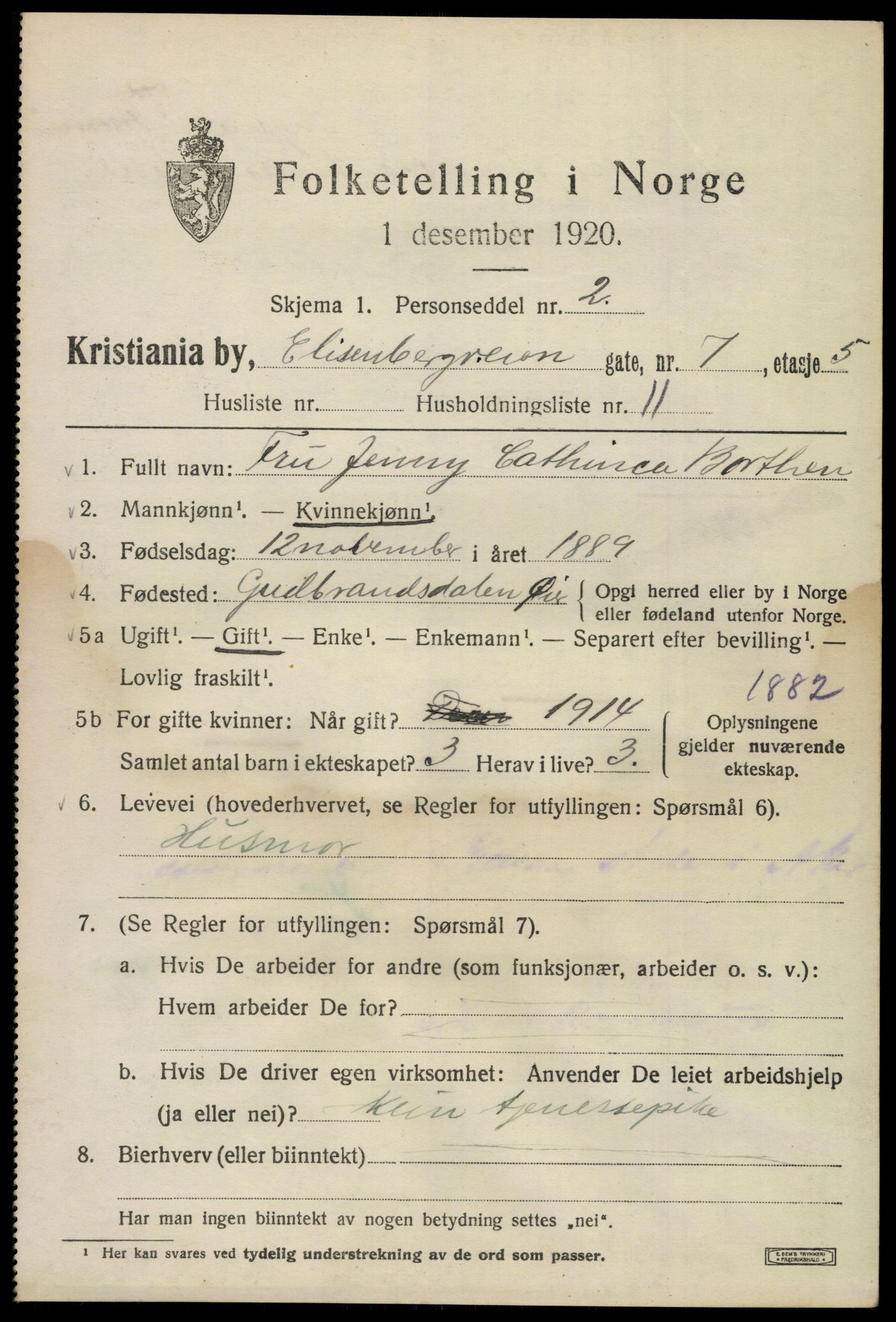 SAO, 1920 census for Kristiania, 1920, p. 213795