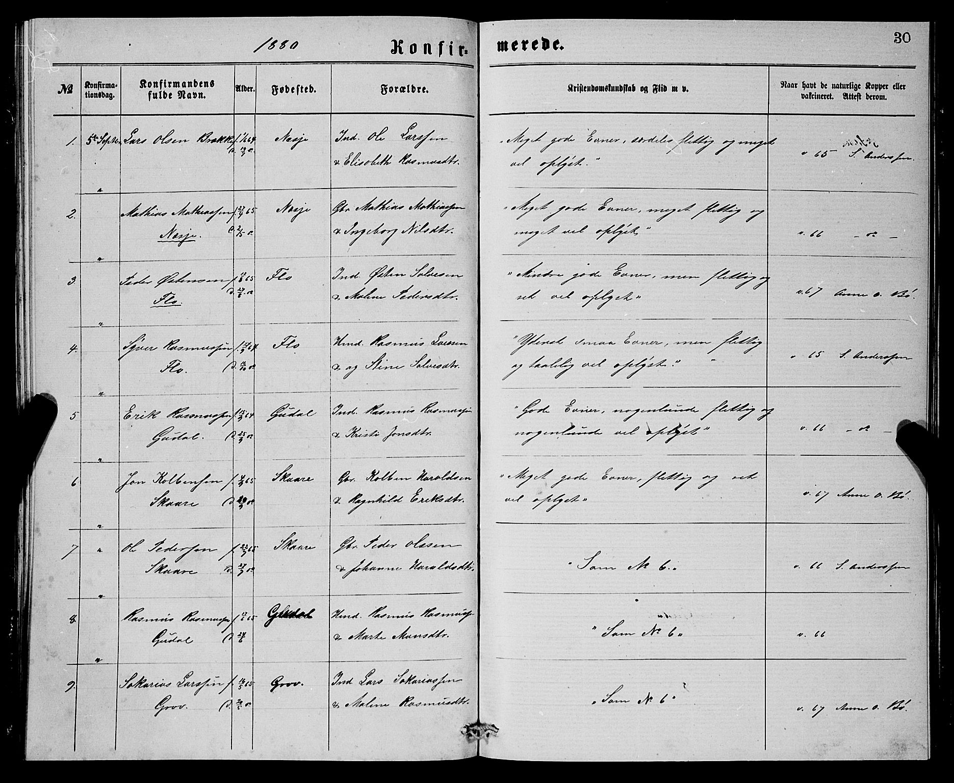 Stryn Sokneprestembete, AV/SAB-A-82501: Parish register (copy) no. C 2, 1877-1881, p. 30