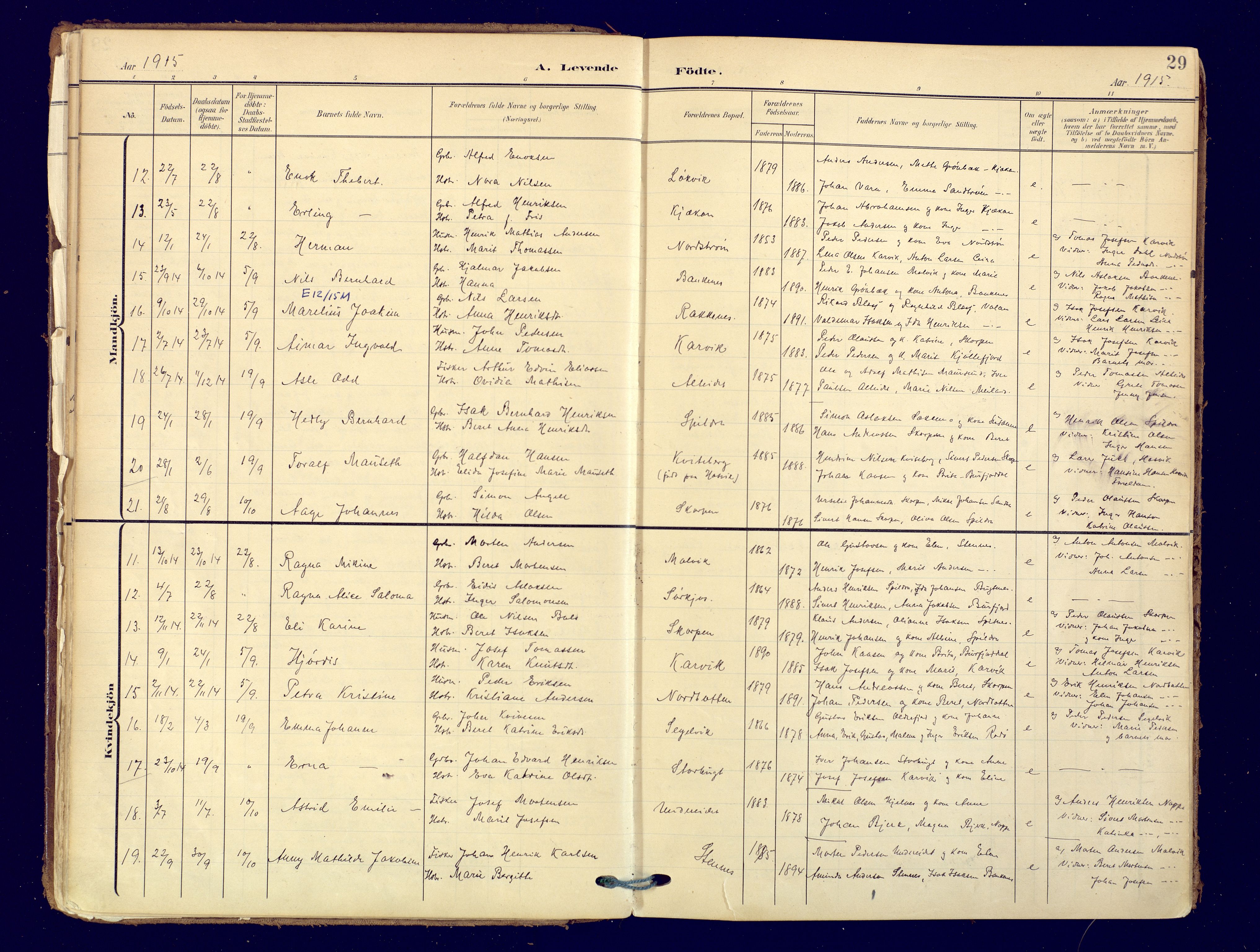 Skjervøy sokneprestkontor, AV/SATØ-S-1300/H/Ha/Haa: Parish register (official) no. 19, 1908-1936, p. 29